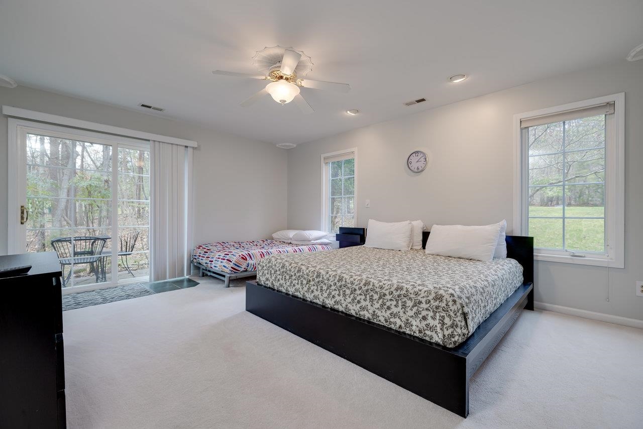 This large bedroom is located on the lower level.