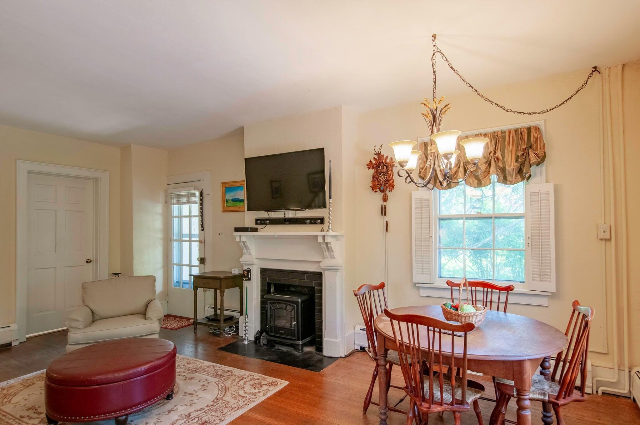 Fireplace in the den.