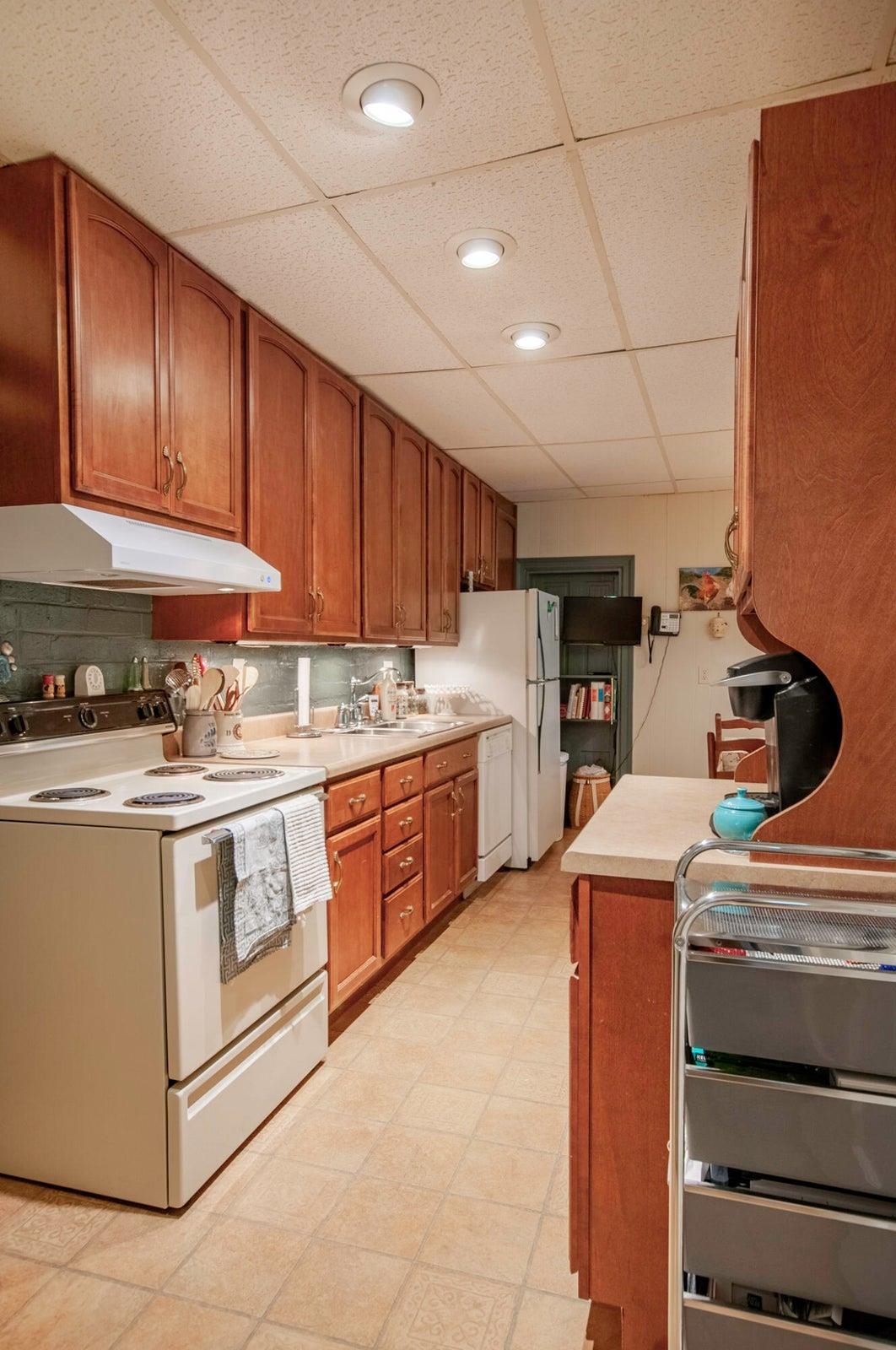 Galley kitchen was built as an addition to the original home.