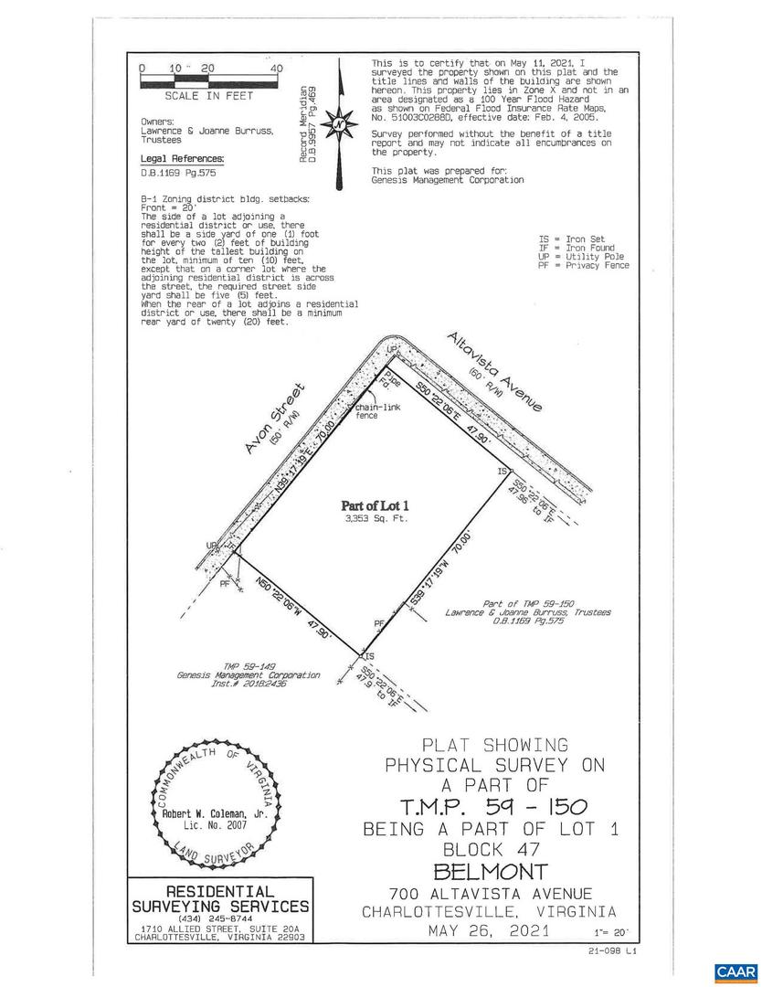 700 ALTAVISTA AVE #1, CHARLOTTESVILLE, Virginia 22902, ,Land,For sale,700 ALTAVISTA AVE #1,654311 MLS # 654311