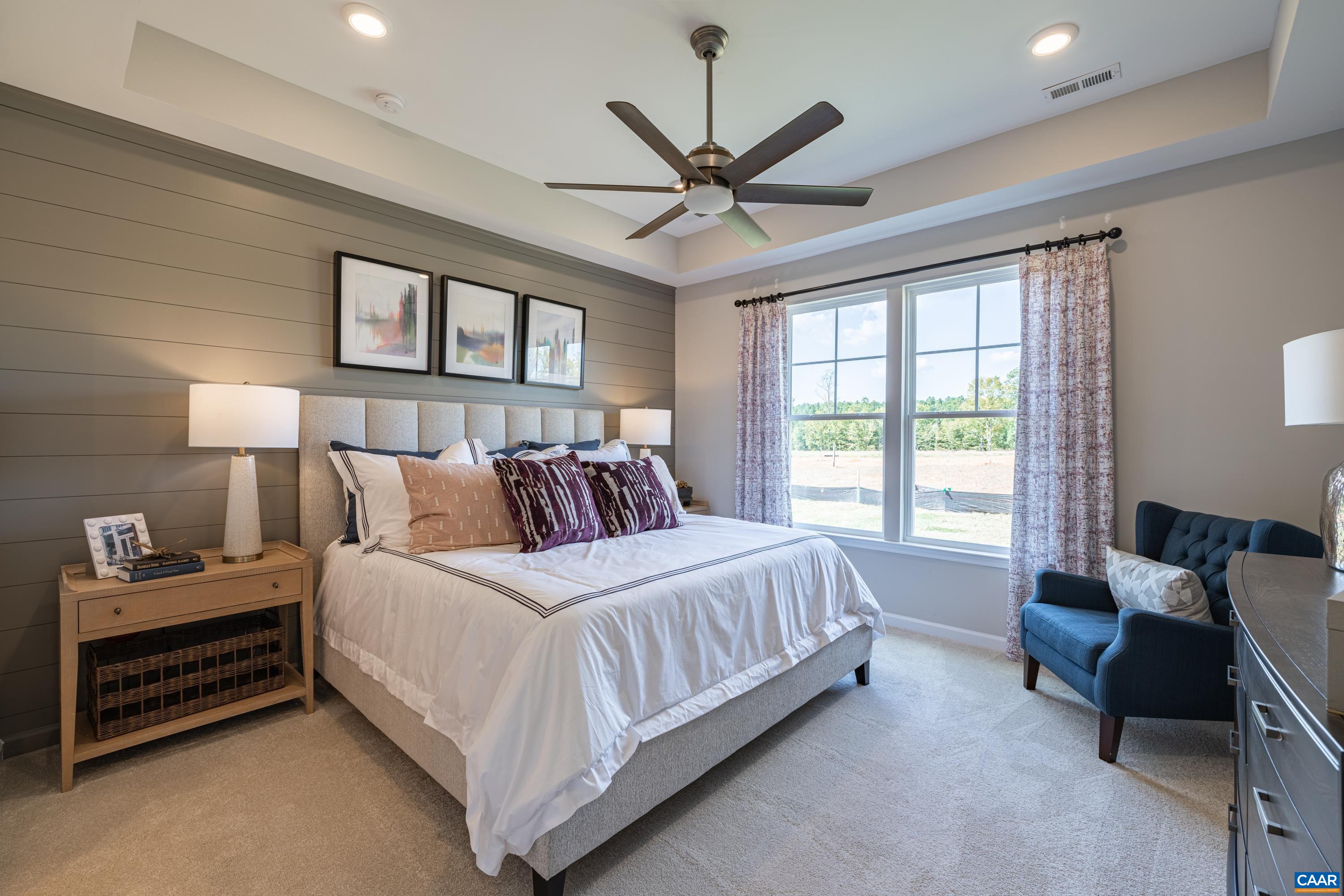 Typical owner's bedroom in Laurel Model. A tray ceiling in the owner's bedroom is included in our homes.