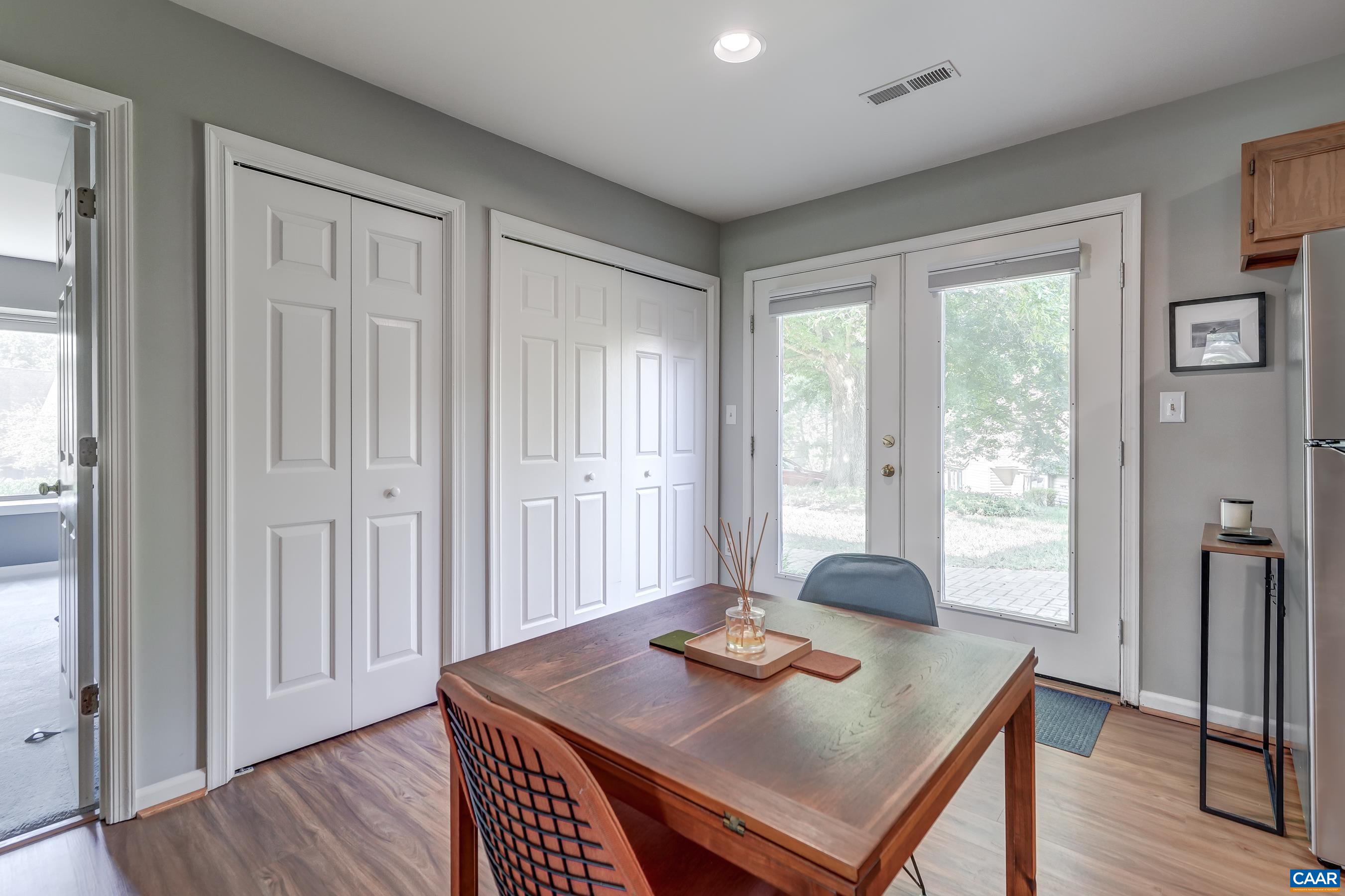 Dining area opens to patio.