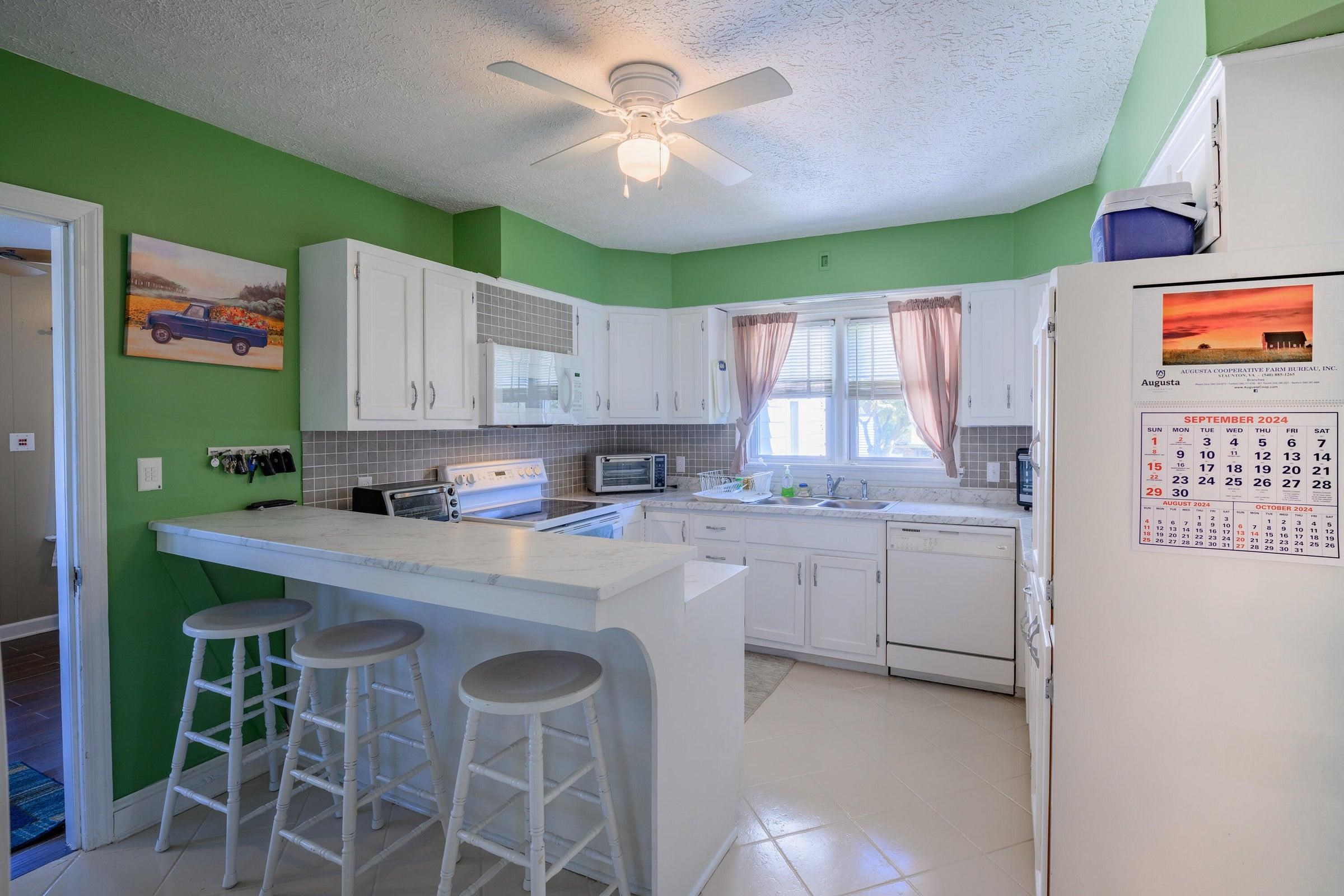 Eat breakfast at the kitchen counter.