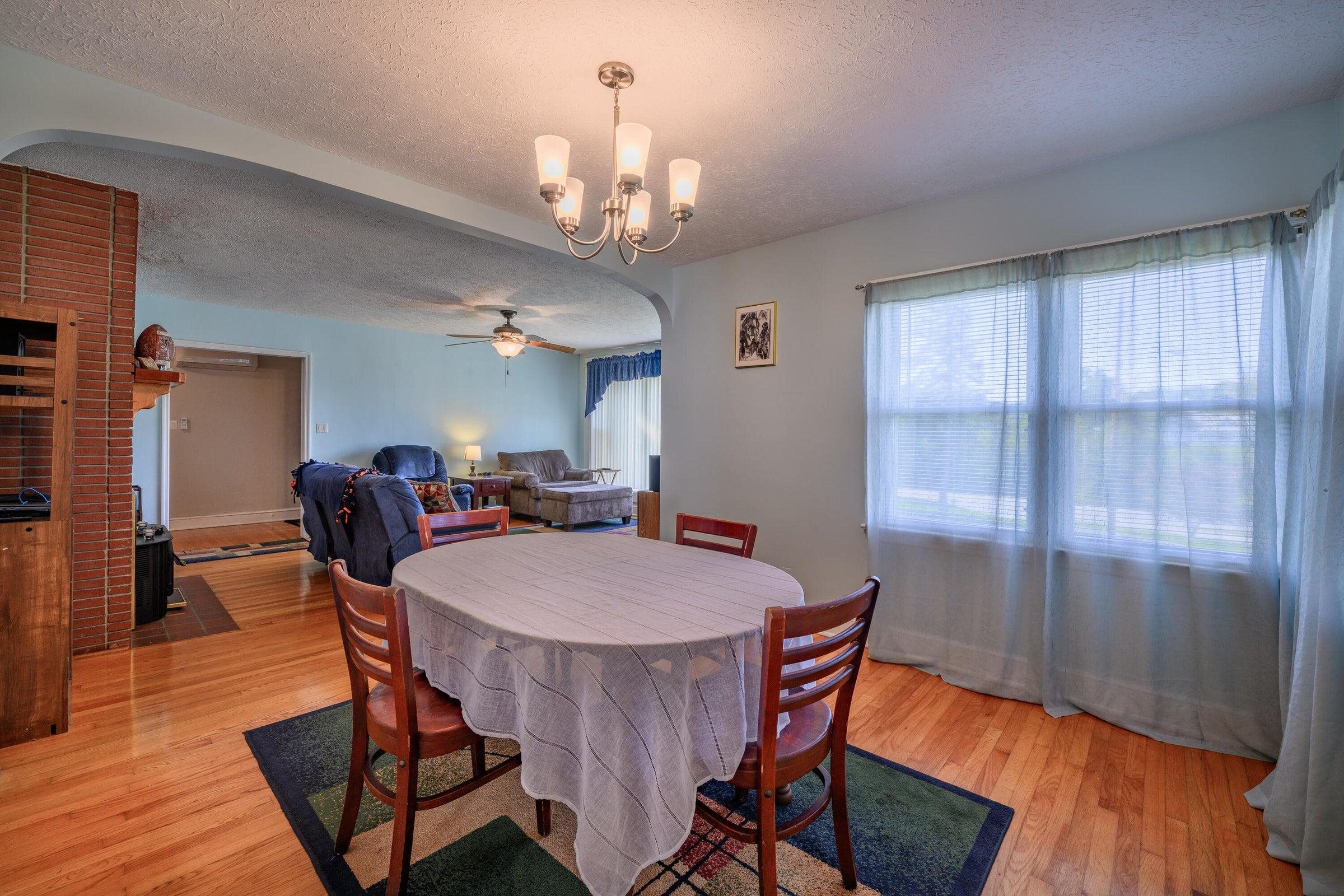 Dining room opens to living room.