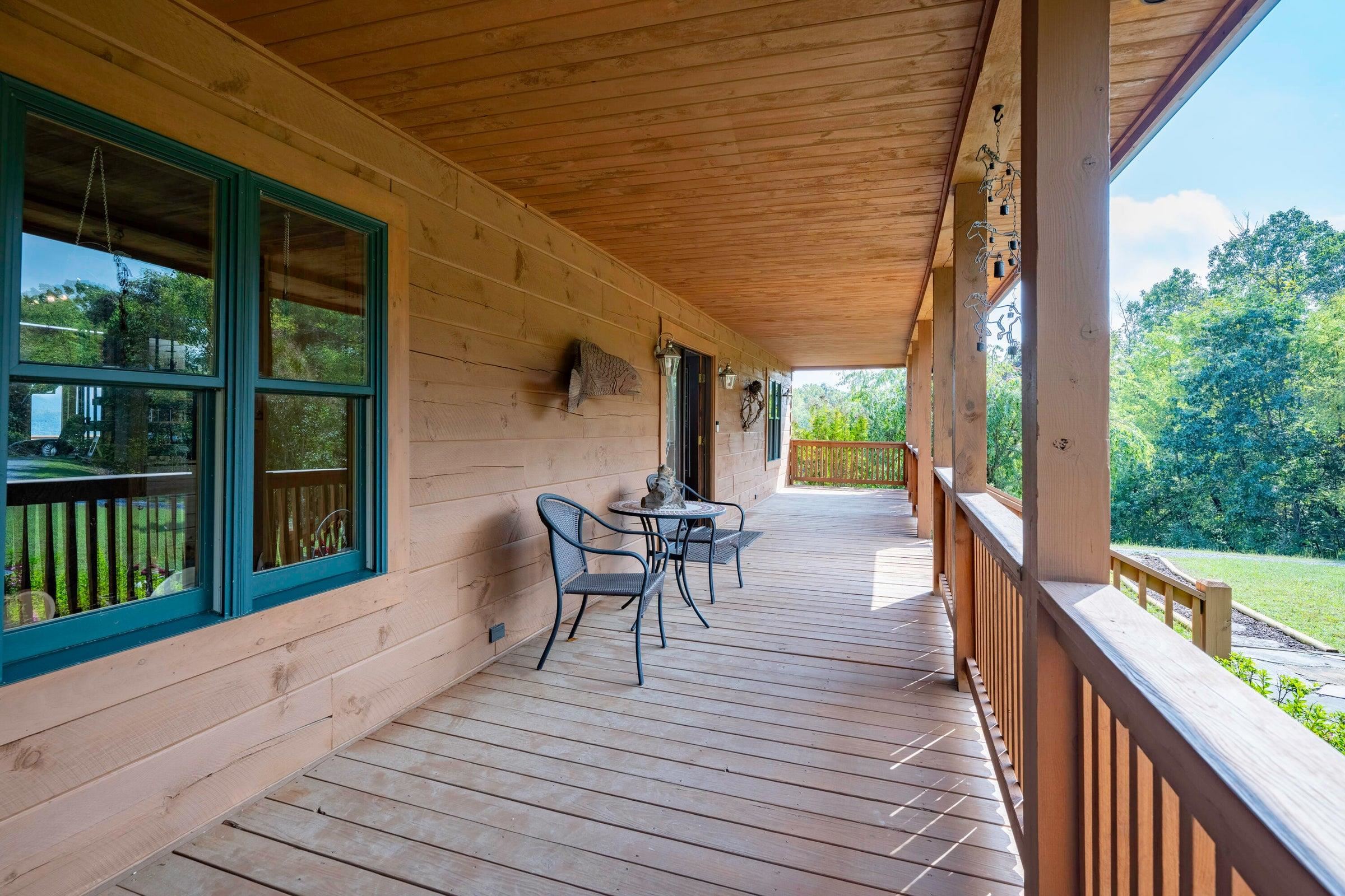 Covered back porch -- available rain or shine.