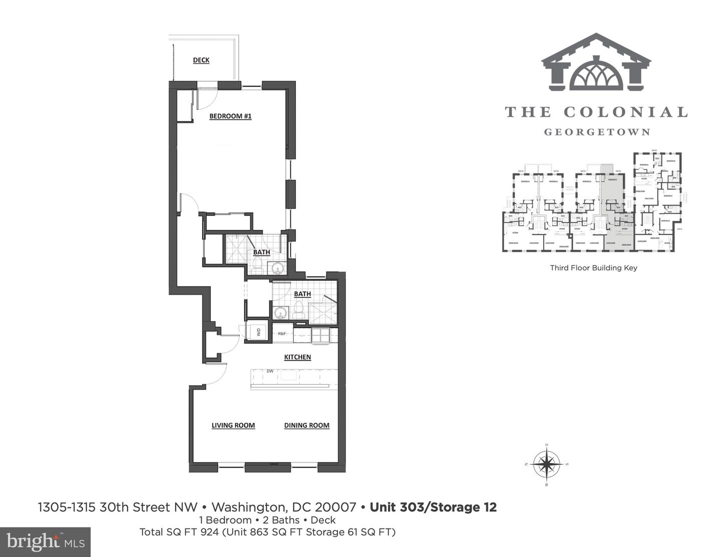 1305 30TH NW #303, WASHINGTON, District Of Columbia 20007, 1 Bedroom Bedrooms, ,2 BathroomsBathrooms,Residential,For sale,1305 30TH NW #303,DCDC2166826 MLS # DCDC2166826