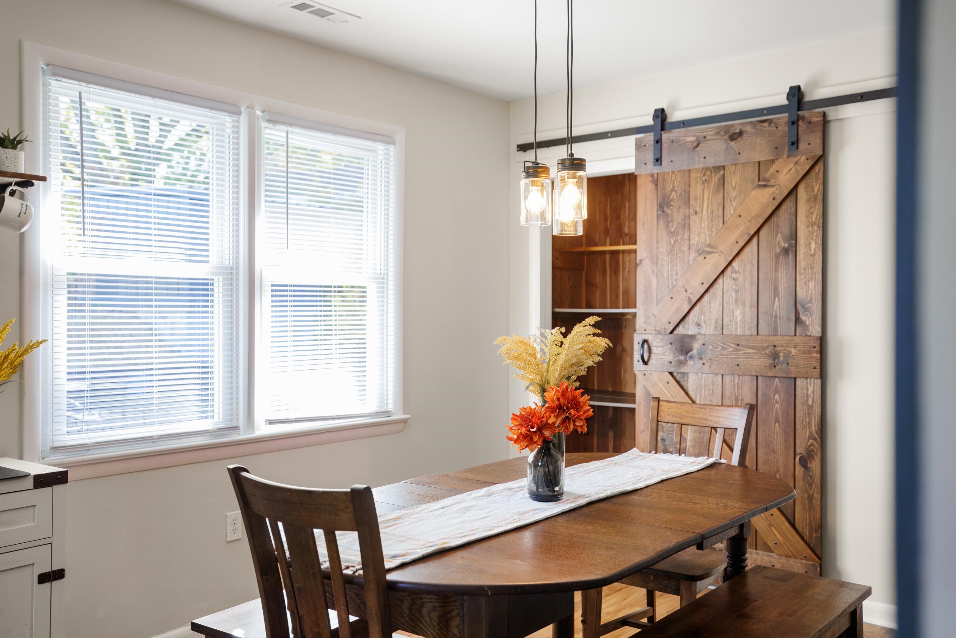 *the pretty barn door adds to this space