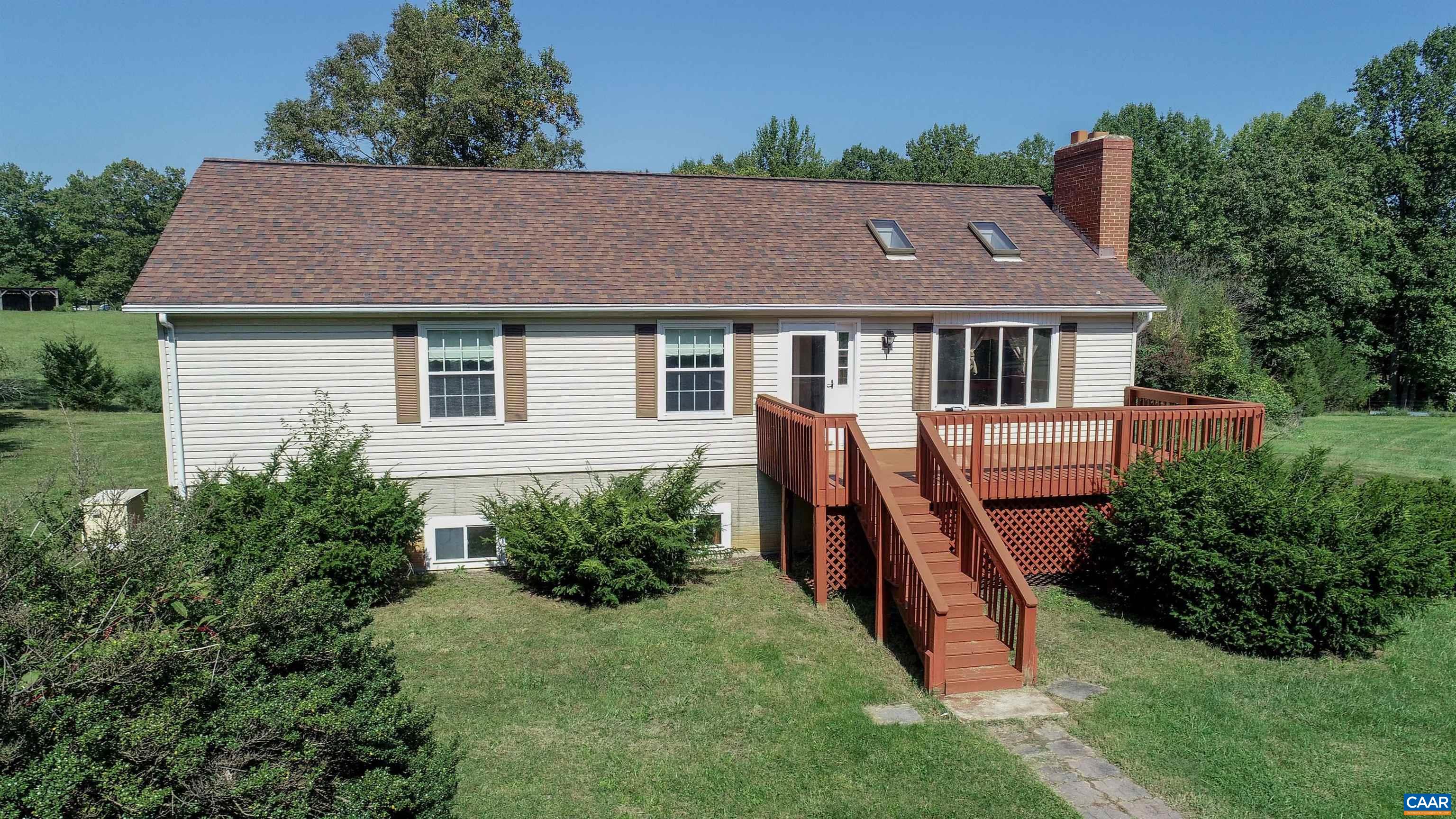 showing large front deck.