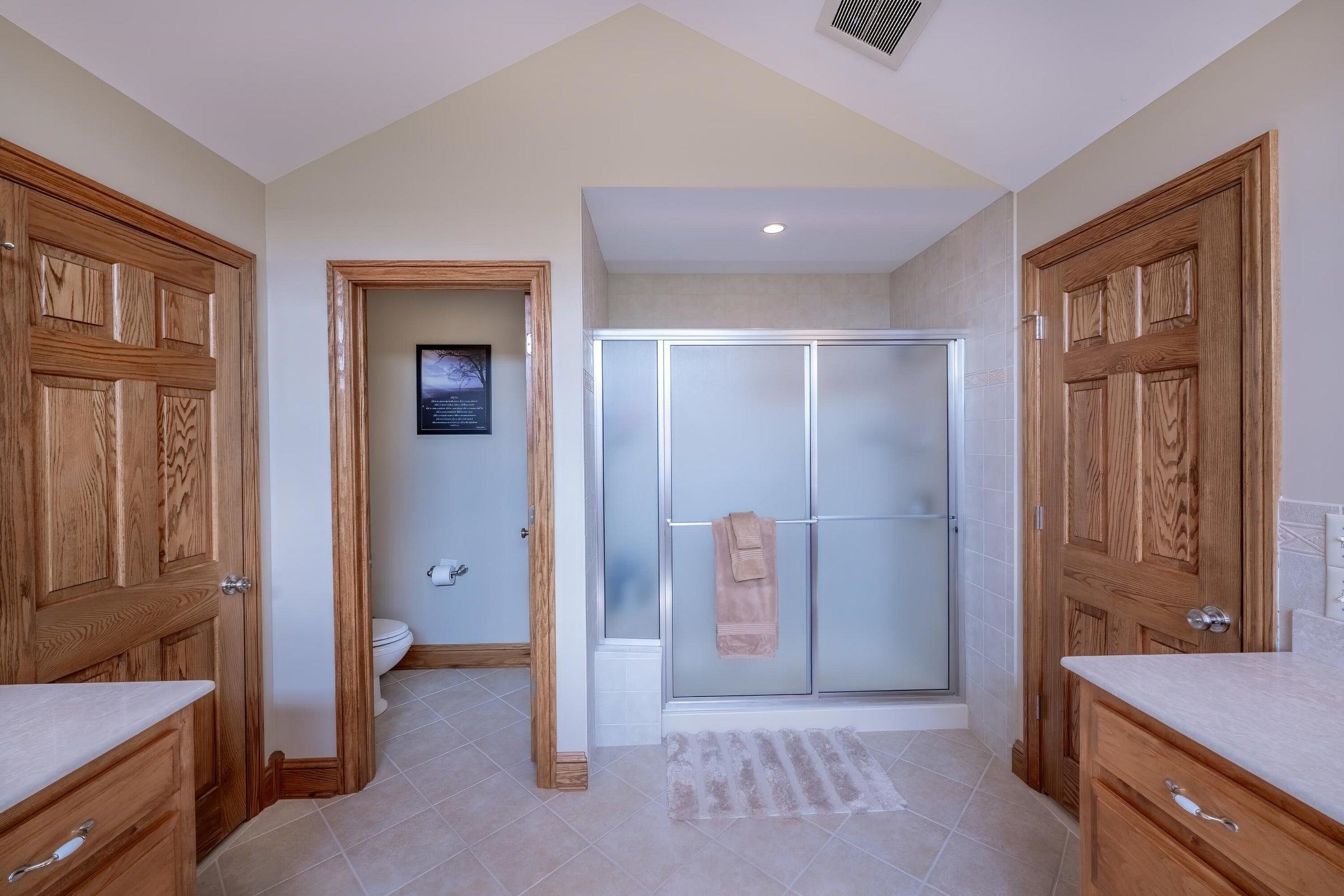 Master BA  Walk-in shower. Separate space for the toilet.