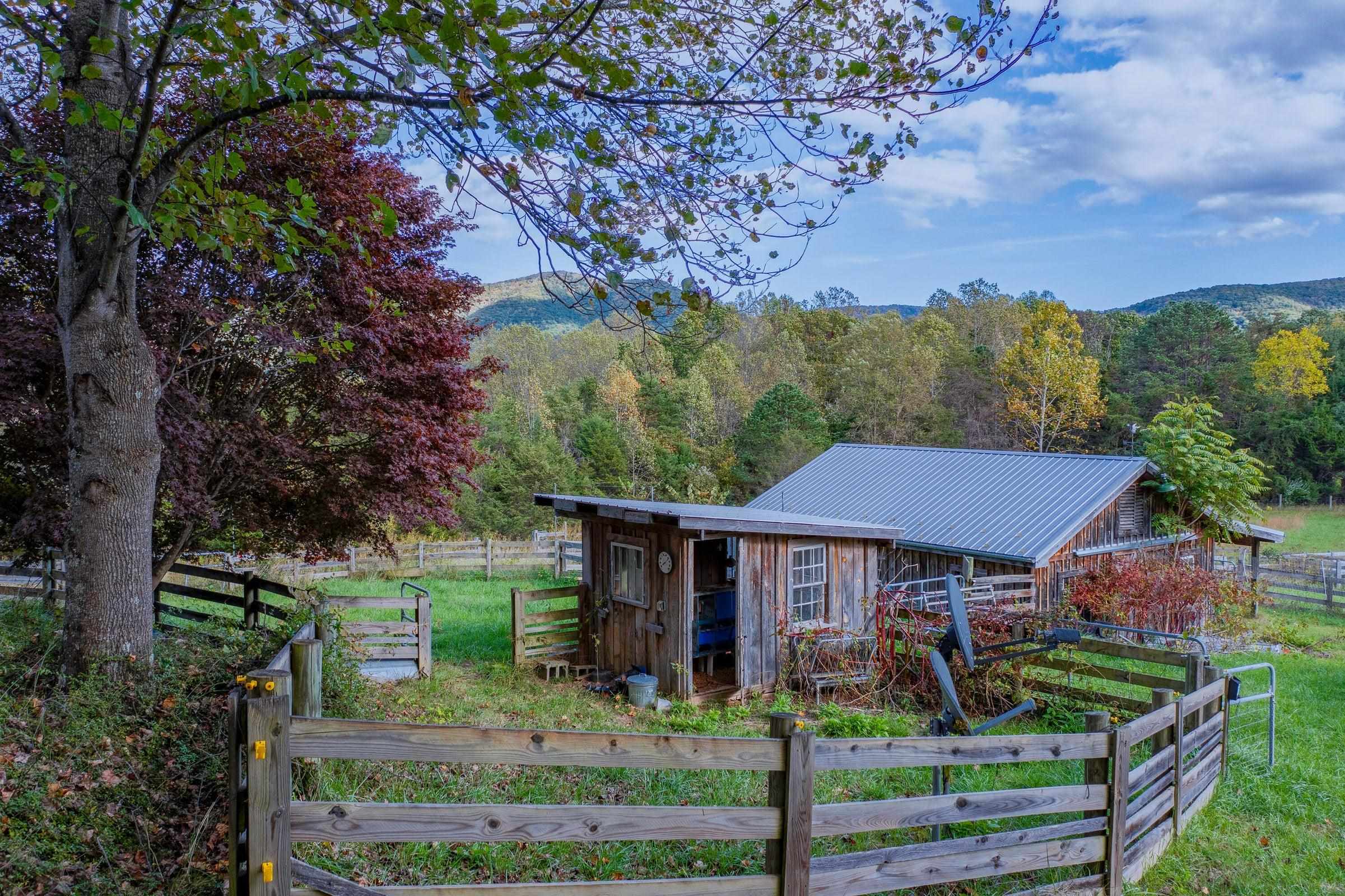 Out-buildings enable you to raise chickens, turkeys, rabbits or a pet pig.