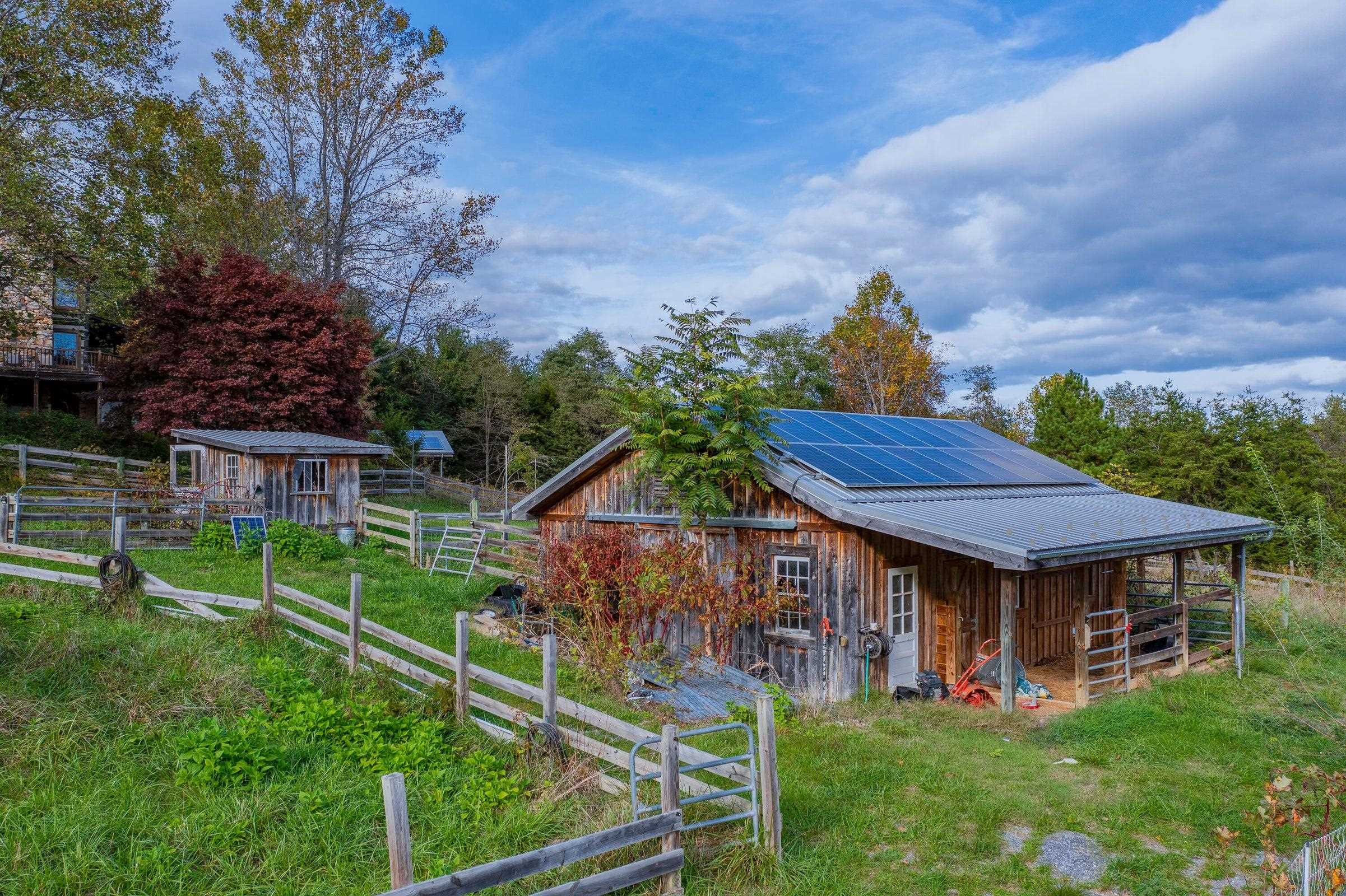 Solar panels provide electricity for nearly half of the house.