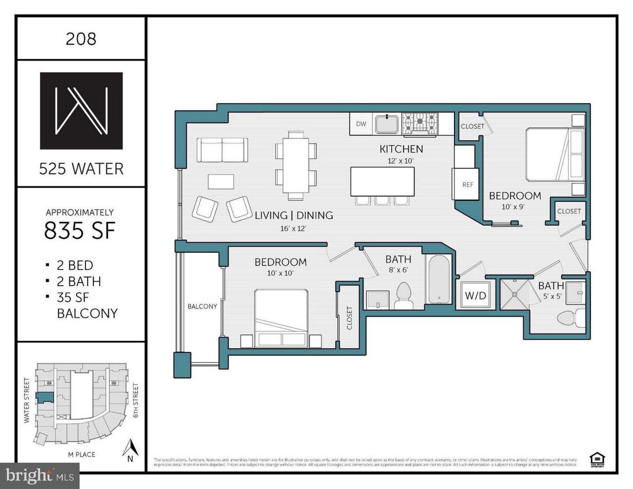 525 WATER ST SW #208, WASHINGTON, District Of Columbia 20024, 2 Bedrooms Bedrooms, ,2 BathroomsBathrooms,Residential,For sale,525 WATER ST SW #208,DCDC2176962 MLS # DCDC2176962