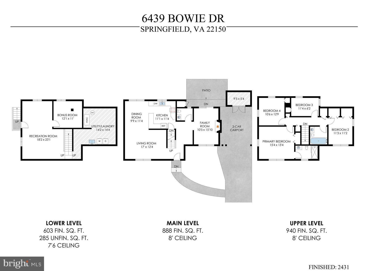 6439 BOWIE DR, SPRINGFIELD, Virginia 22150, 4 Bedrooms Bedrooms, ,2 BathroomsBathrooms,Residential,For sale,6439 BOWIE DR,VAFX2224120 MLS # VAFX2224120