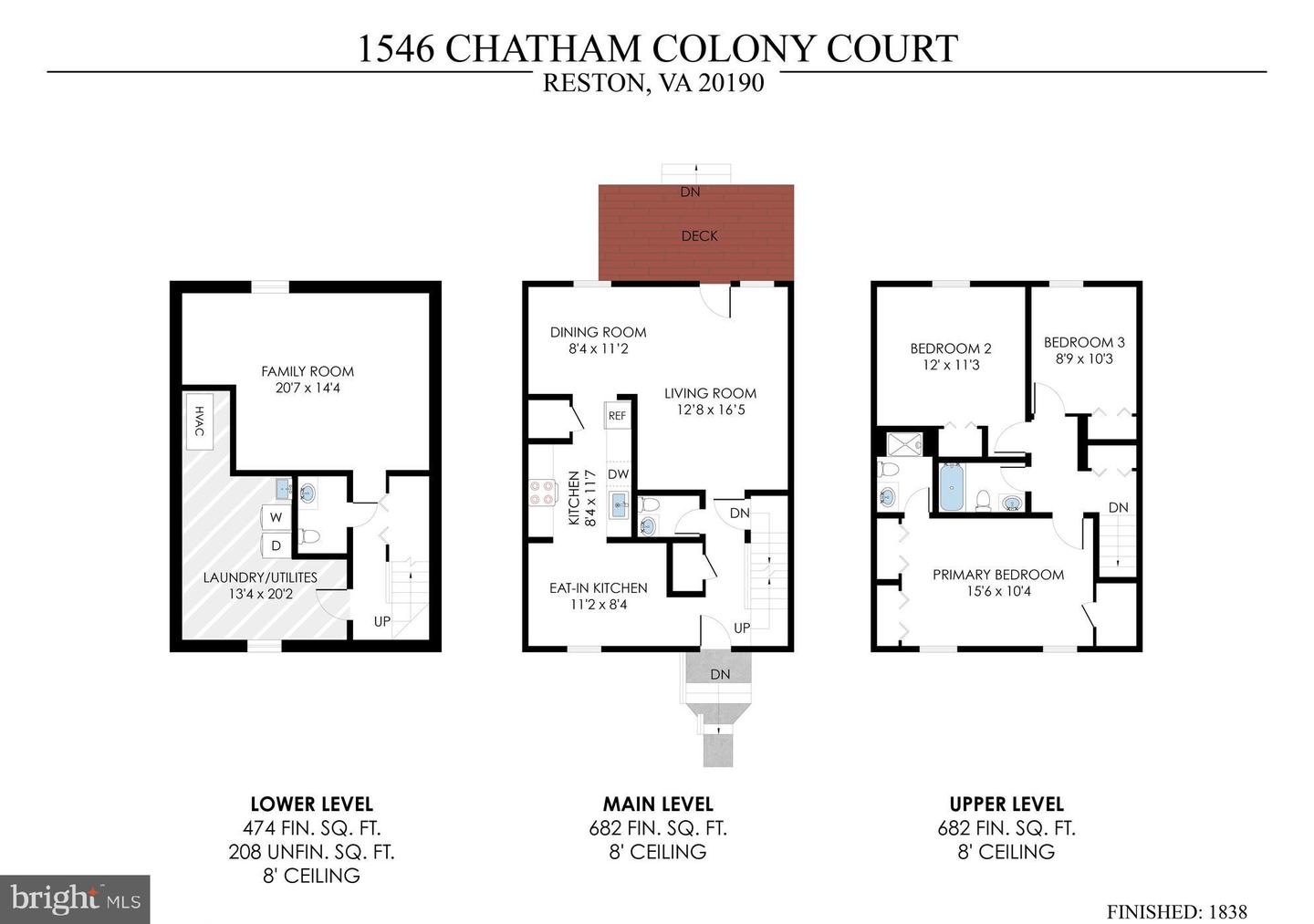 1546 CHATHAM COLONY CT, RESTON, Virginia 20190, 3 Bedrooms Bedrooms, ,2 BathroomsBathrooms,Residential,For sale,1546 CHATHAM COLONY CT,VAFX2225010 MLS # VAFX2225010