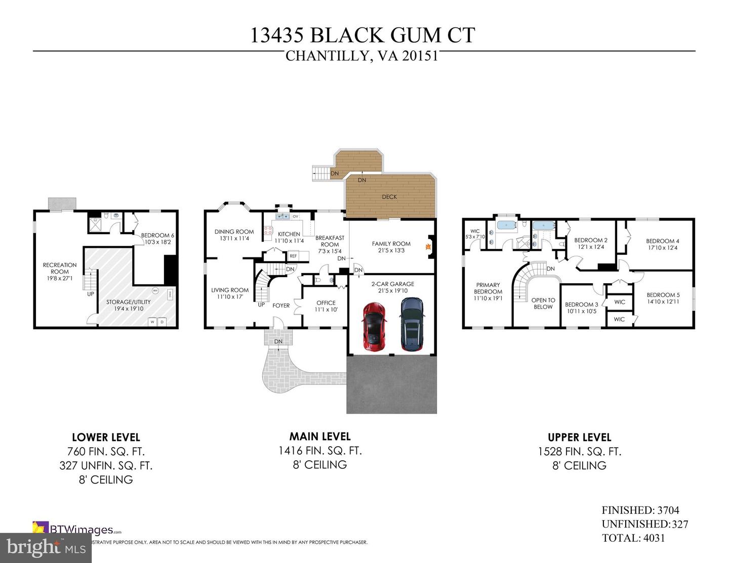 13435 BLACK GUM CT, CHANTILLY, Virginia 20151, 6 Bedrooms Bedrooms, ,3 BathroomsBathrooms,Residential,For sale,13435 BLACK GUM CT,VAFX2225322 MLS # VAFX2225322