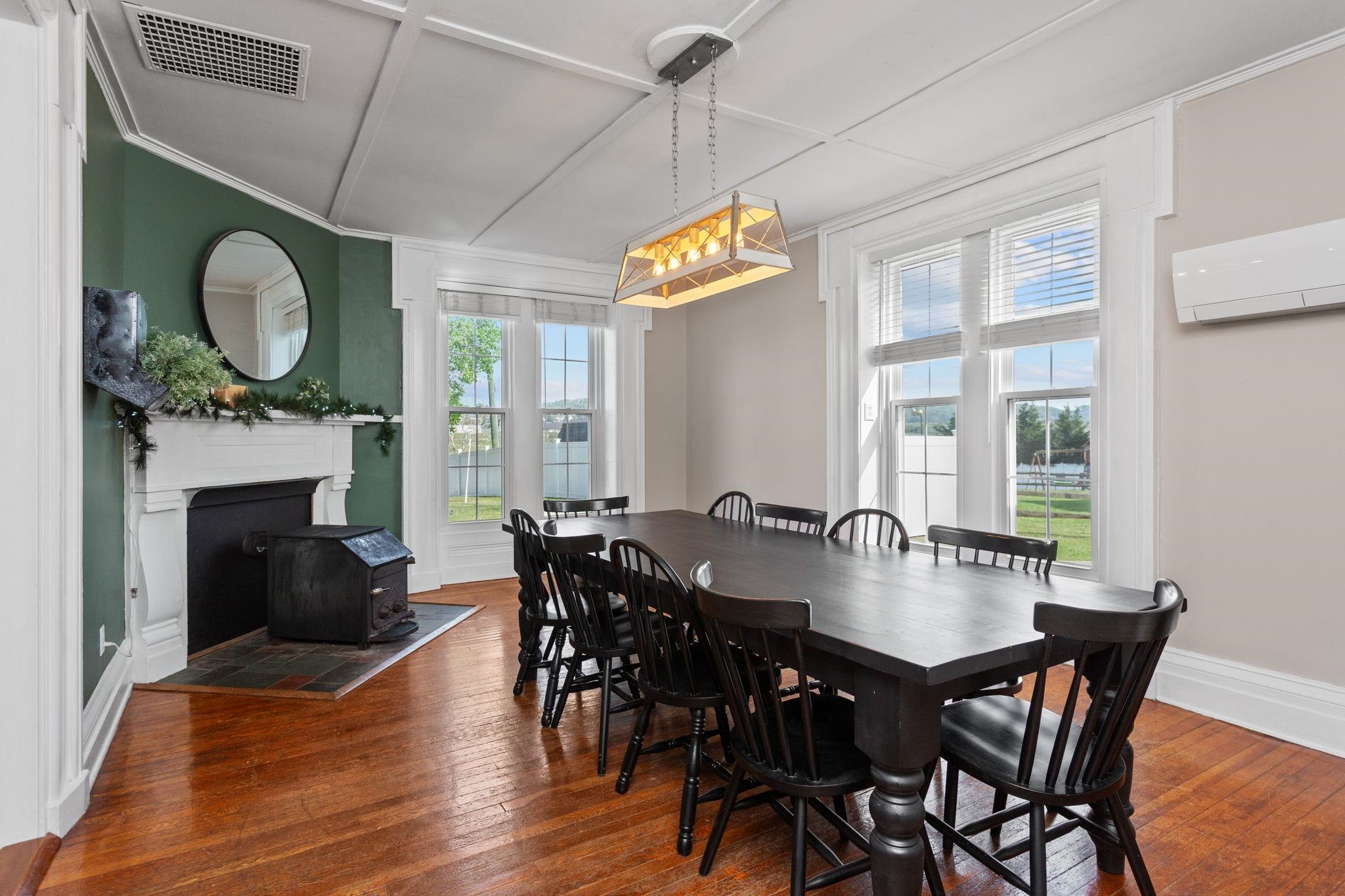 with wood stove insert to help in the fall and early spring!