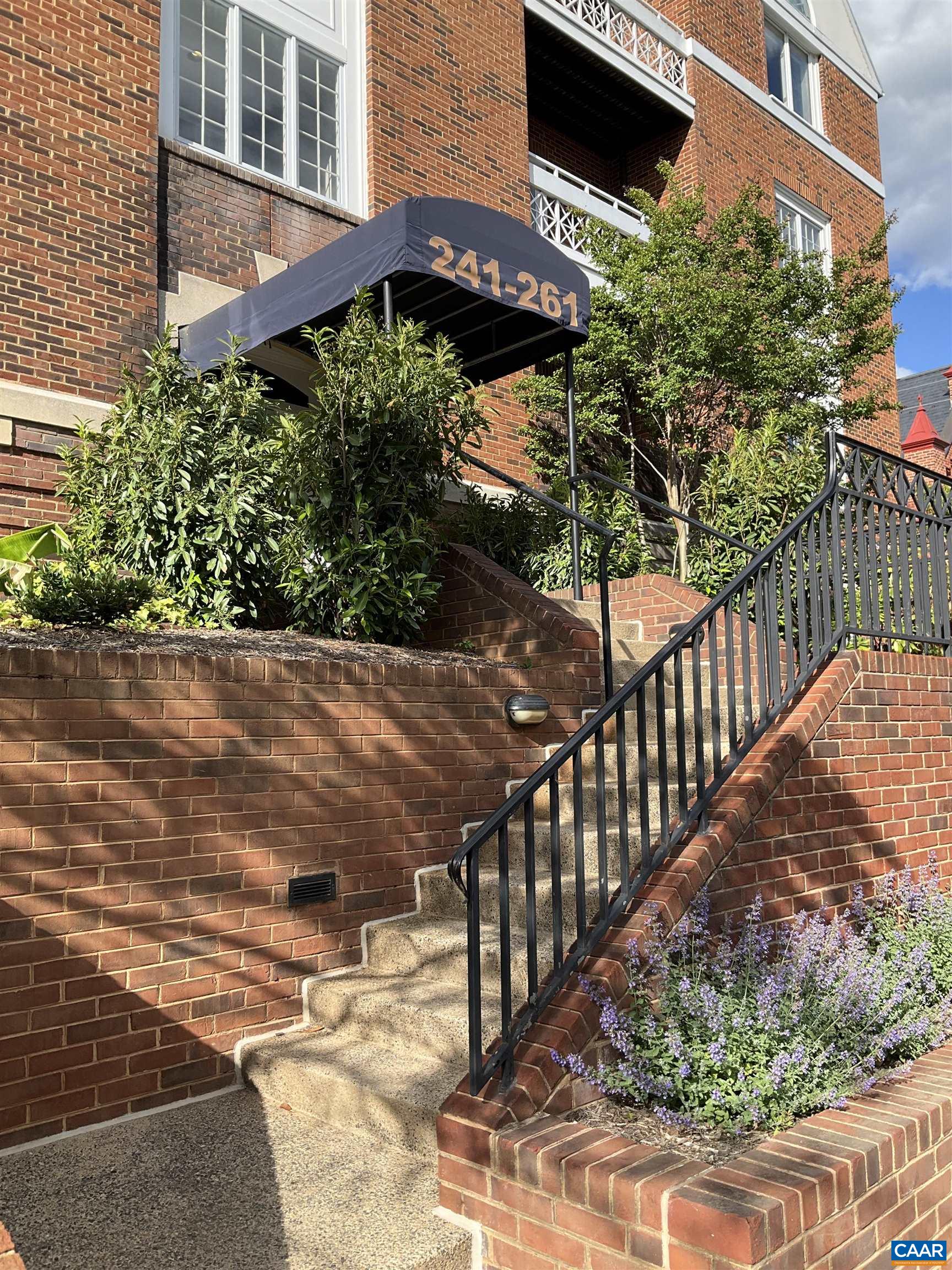 Front Entrance with secured access -- use a key or a code to get into the building.