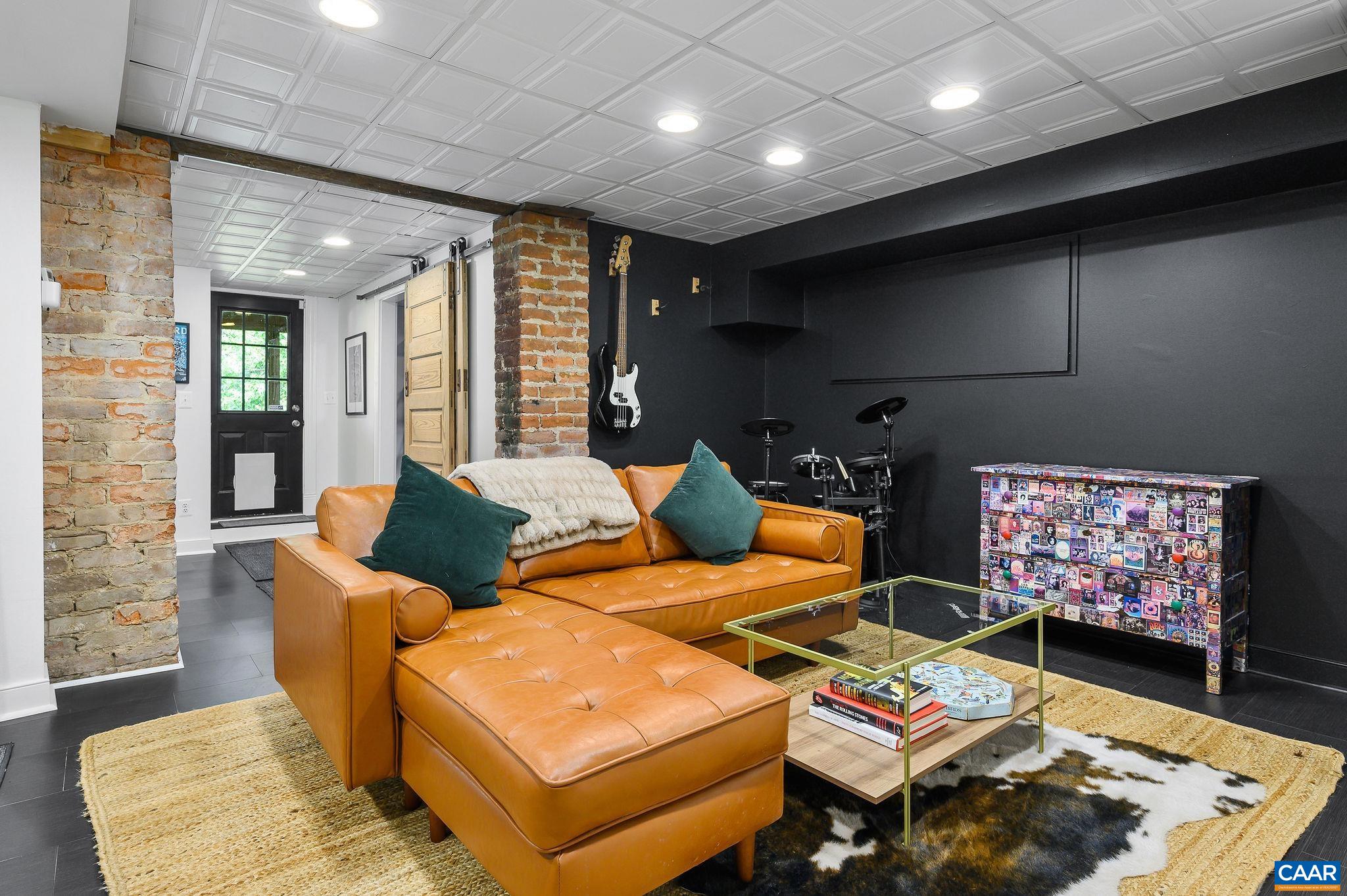 Lower level Rec room with new LVP tile flooring