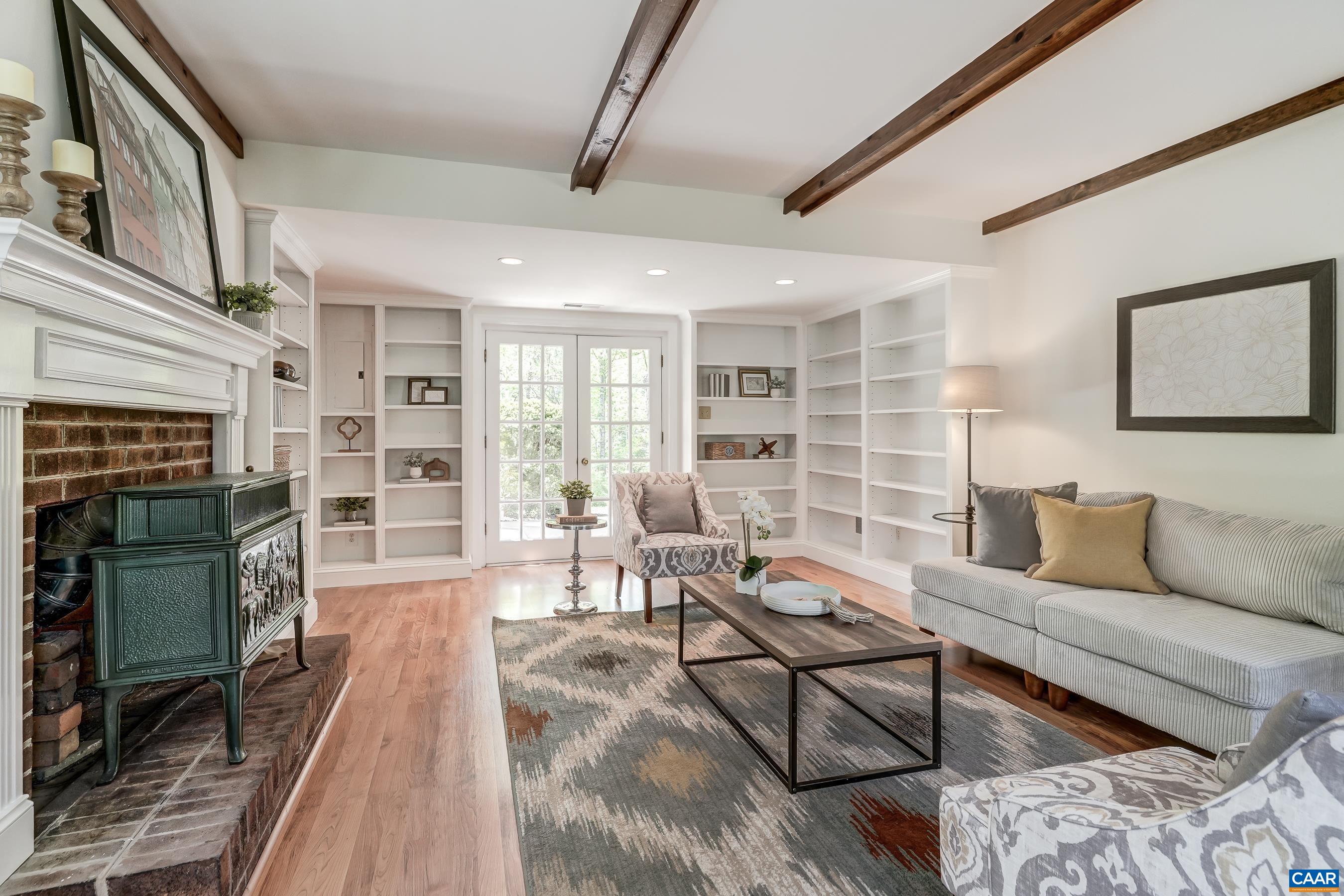 French doors lead to sun-drenched patio.