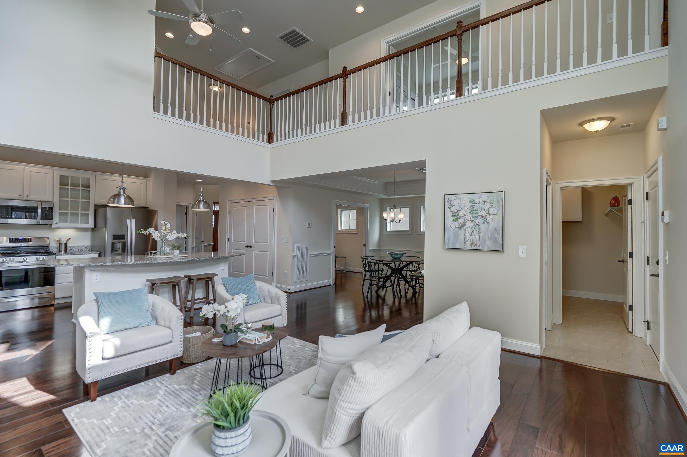Great room open to hall above.