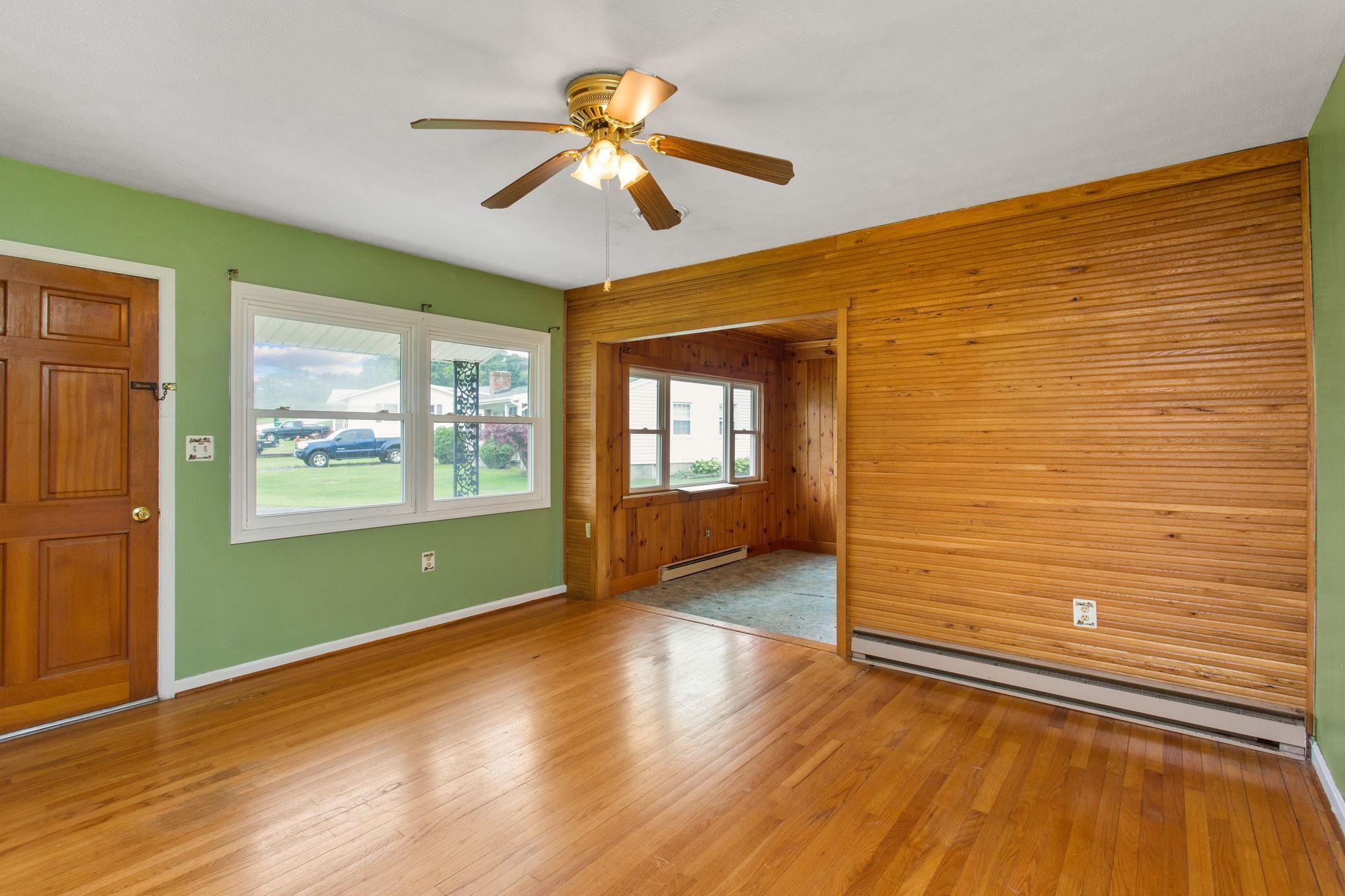 at the front of the house.  Hardwood floors