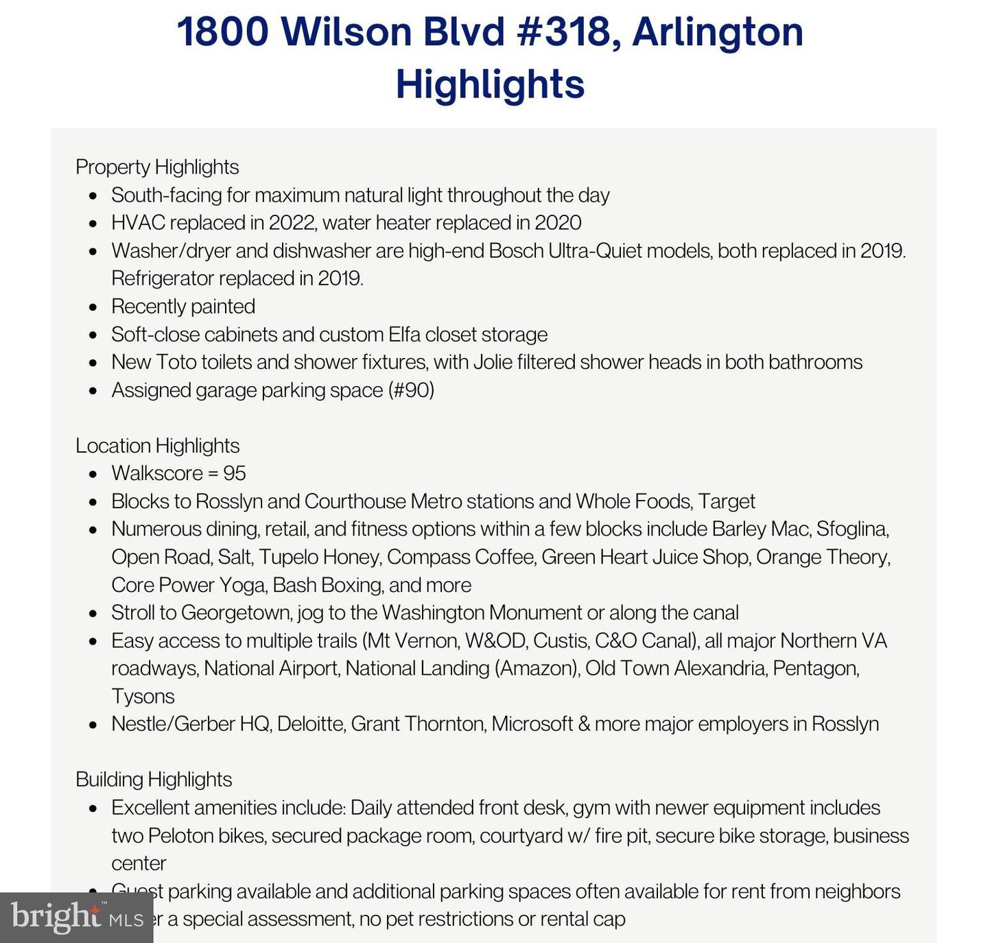 1800 WILSON BLVD #318, ARLINGTON, Virginia 22201, 2 Bedrooms Bedrooms, ,2 BathroomsBathrooms,Residential,For sale,1800 WILSON BLVD #318,VAAR2054630 MLS # VAAR2054630