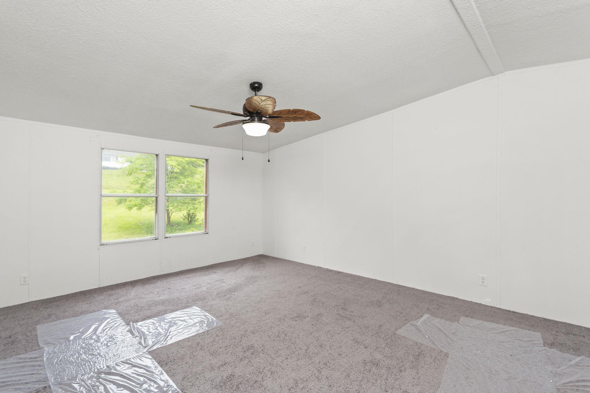 with vaulted ceiling.