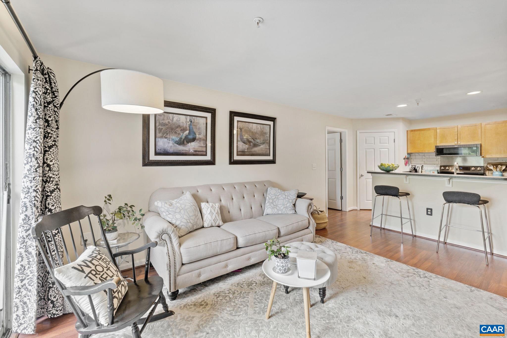 Open layout between living, dining and kitchen