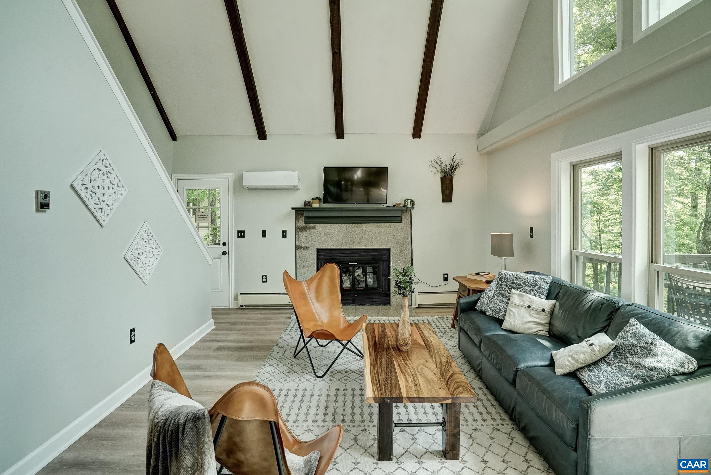 Fireplace conveys as-is.