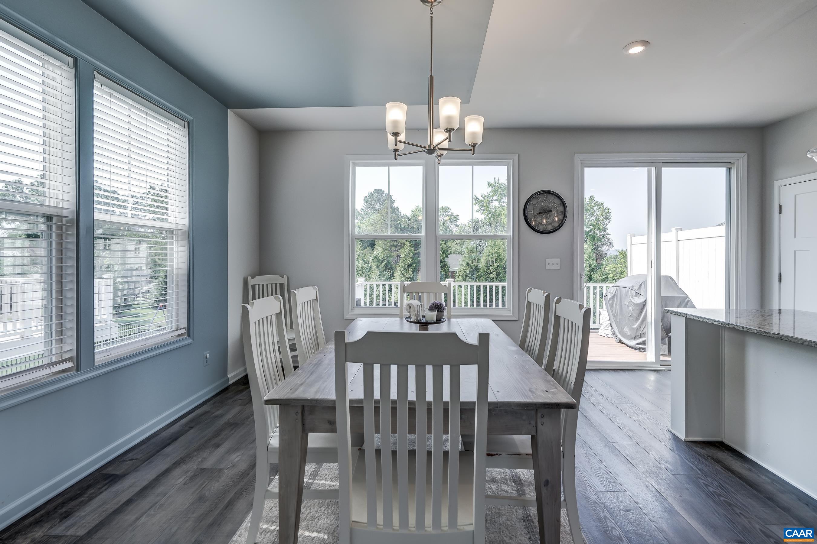 Dining room with painted accent wall.