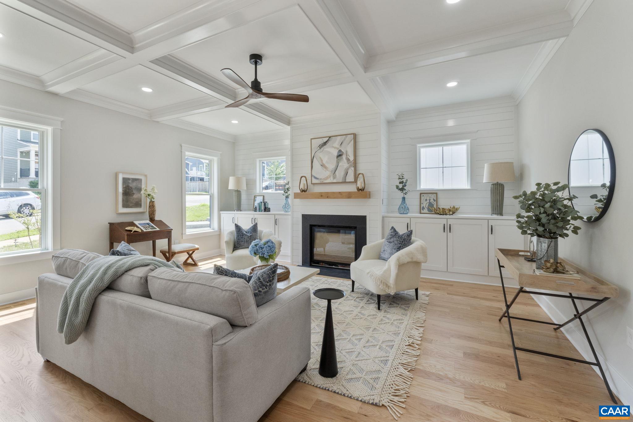 flank the fireplace