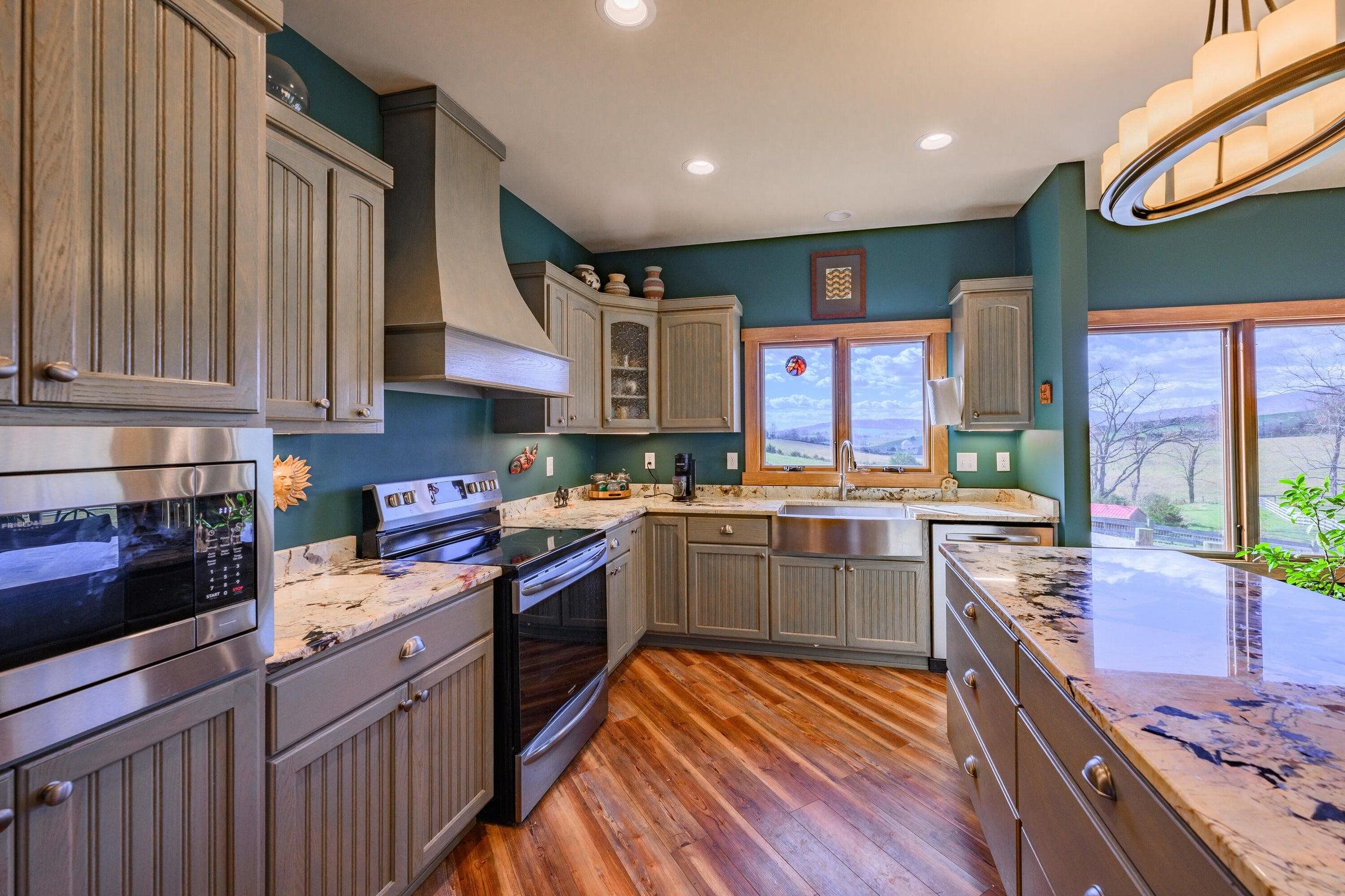 Custom oak cabinetry in the kitchen.