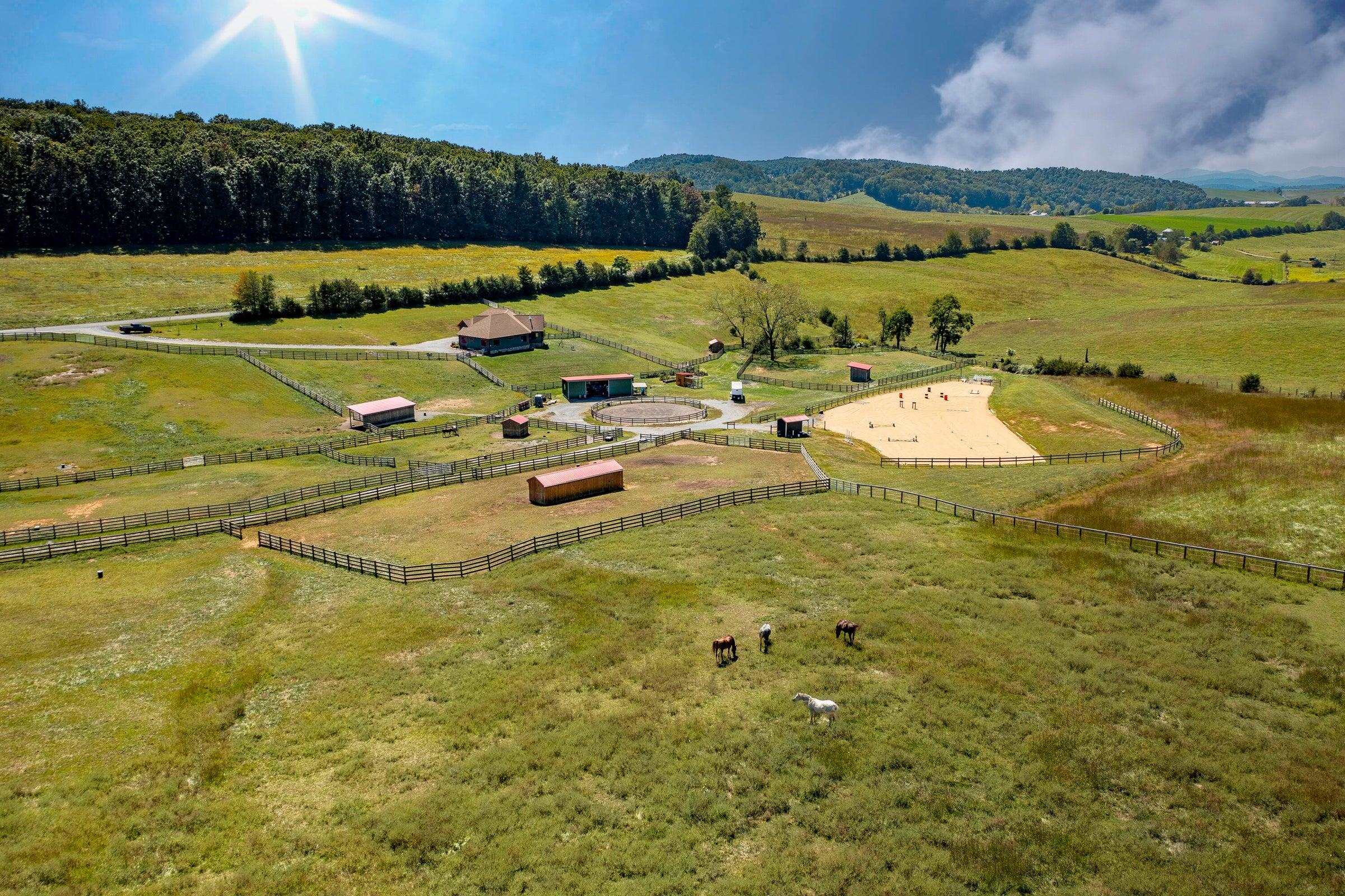 25.65 acres of lush, rolling pastures, featuring Appalachian Mtn views, await you and your horses.