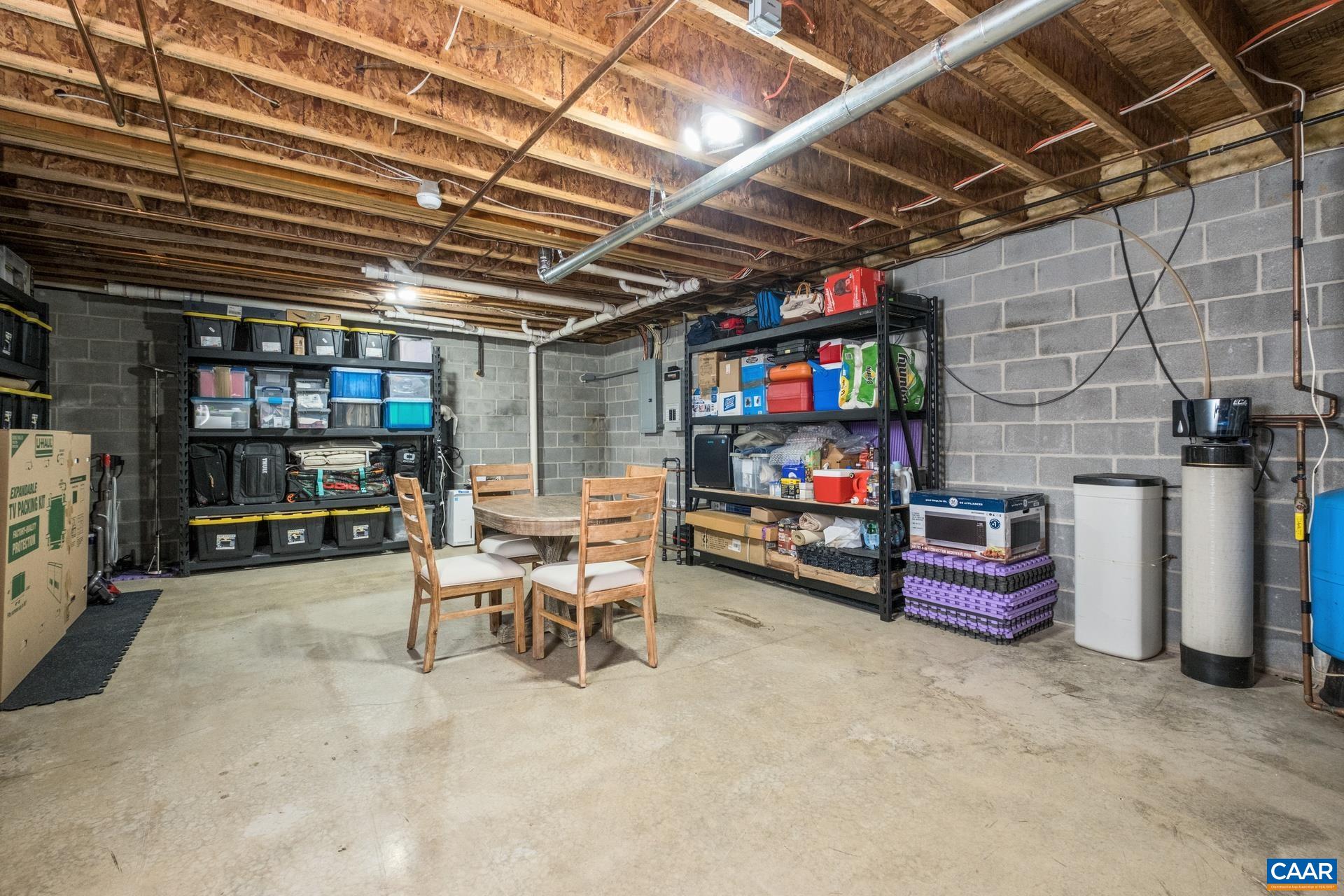 The basement features plenty of storage.