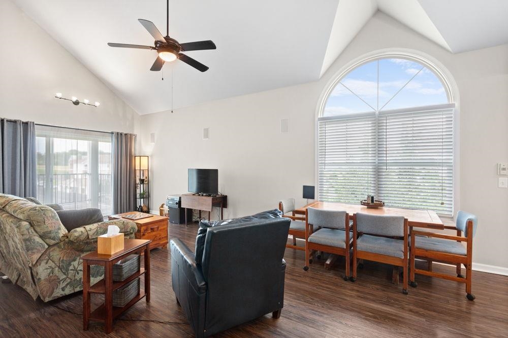 with lots of natural light and cathedral ceiling