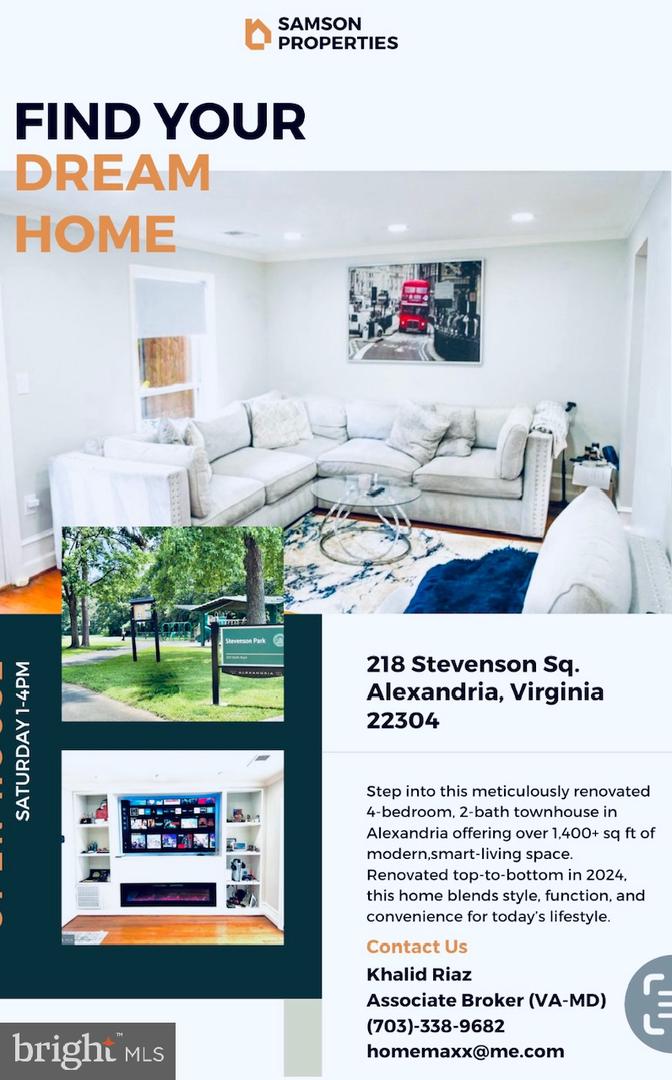 218 STEVENSON SQ, ALEXANDRIA, Virginia 22304, 4 Bedrooms Bedrooms, ,2 BathroomsBathrooms,Residential,For sale,218 STEVENSON SQ,VAAX2047644 MLS # VAAX2047644