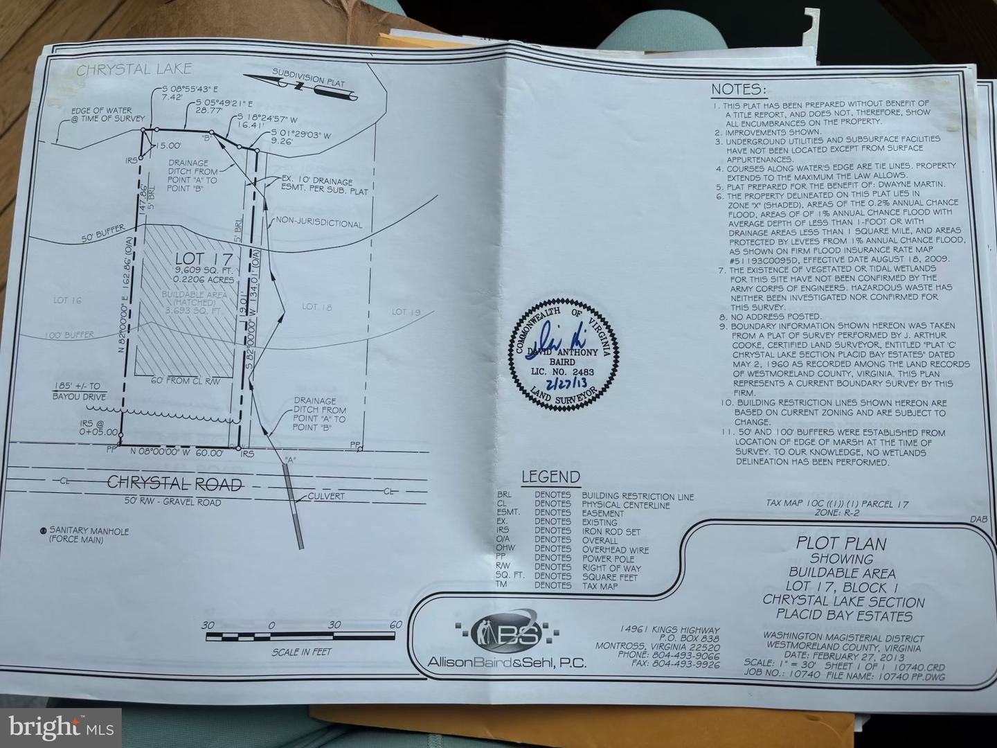 LOT 17 CHRYSTAL, COLONIAL BEACH, Virginia 22443, ,Land,For sale,LOT 17 CHRYSTAL,VAWE2009368 MLS # VAWE2009368