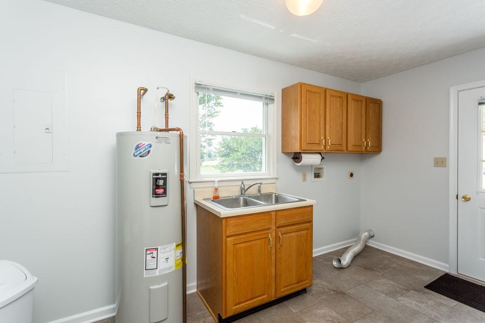 with space for locker bench and/or to hang clothes.