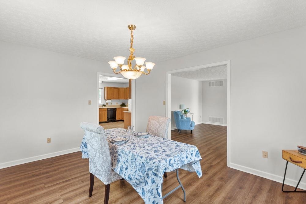looking into kitchen and living room