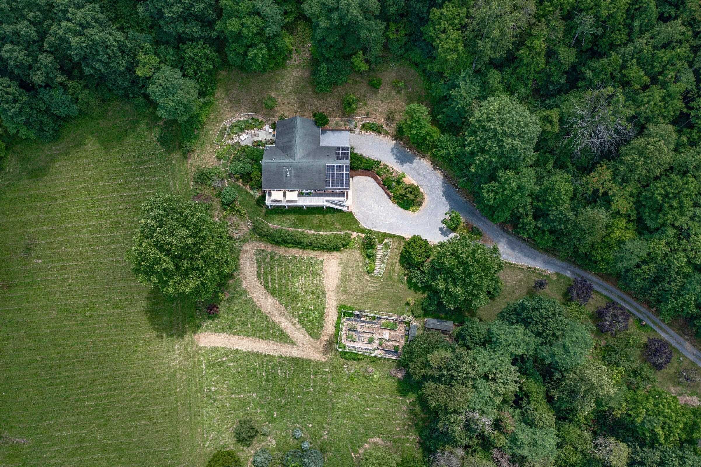 Looking down on the developed area of the property.