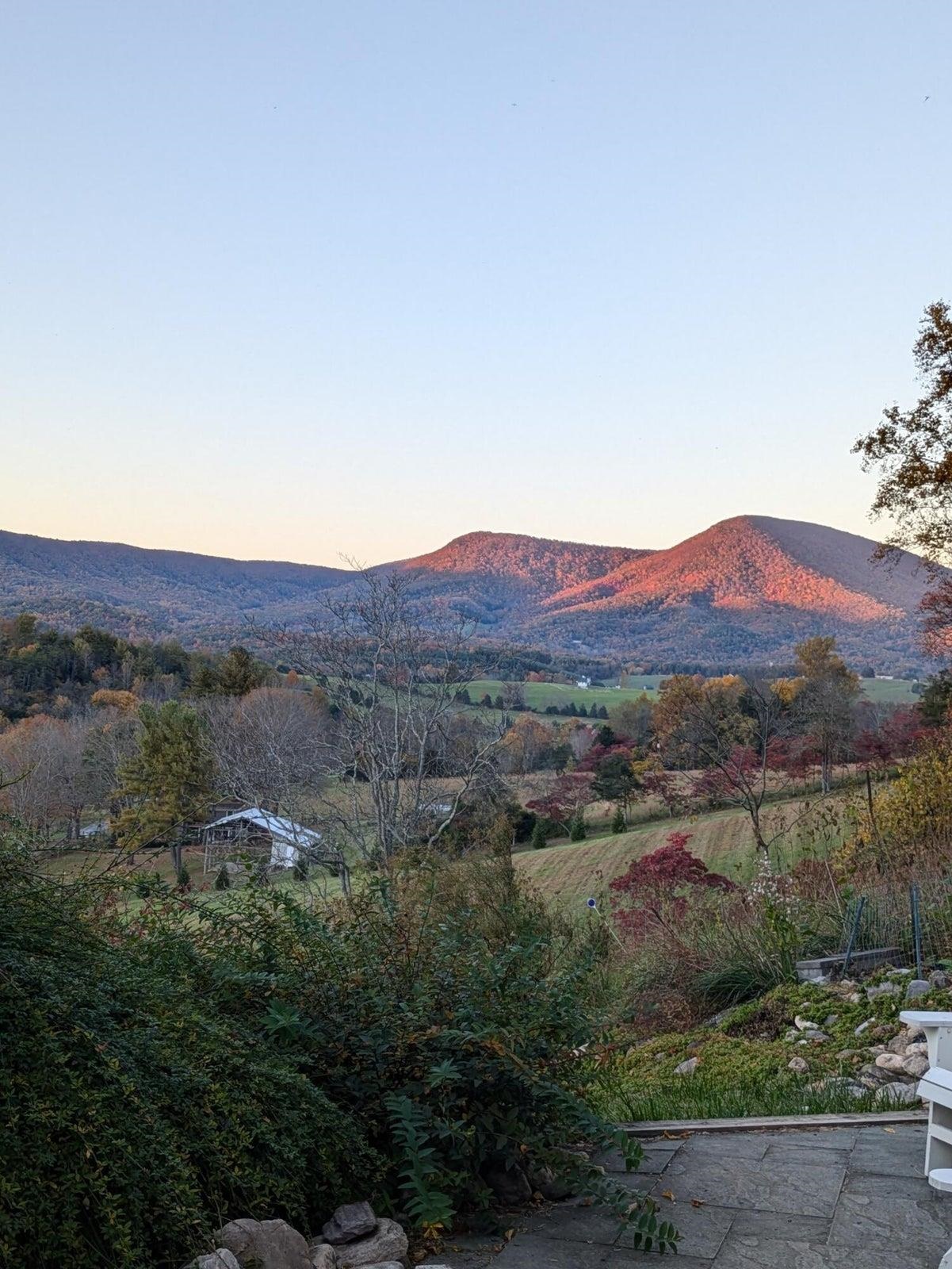 Hogback Mountain reflecting the sun.
