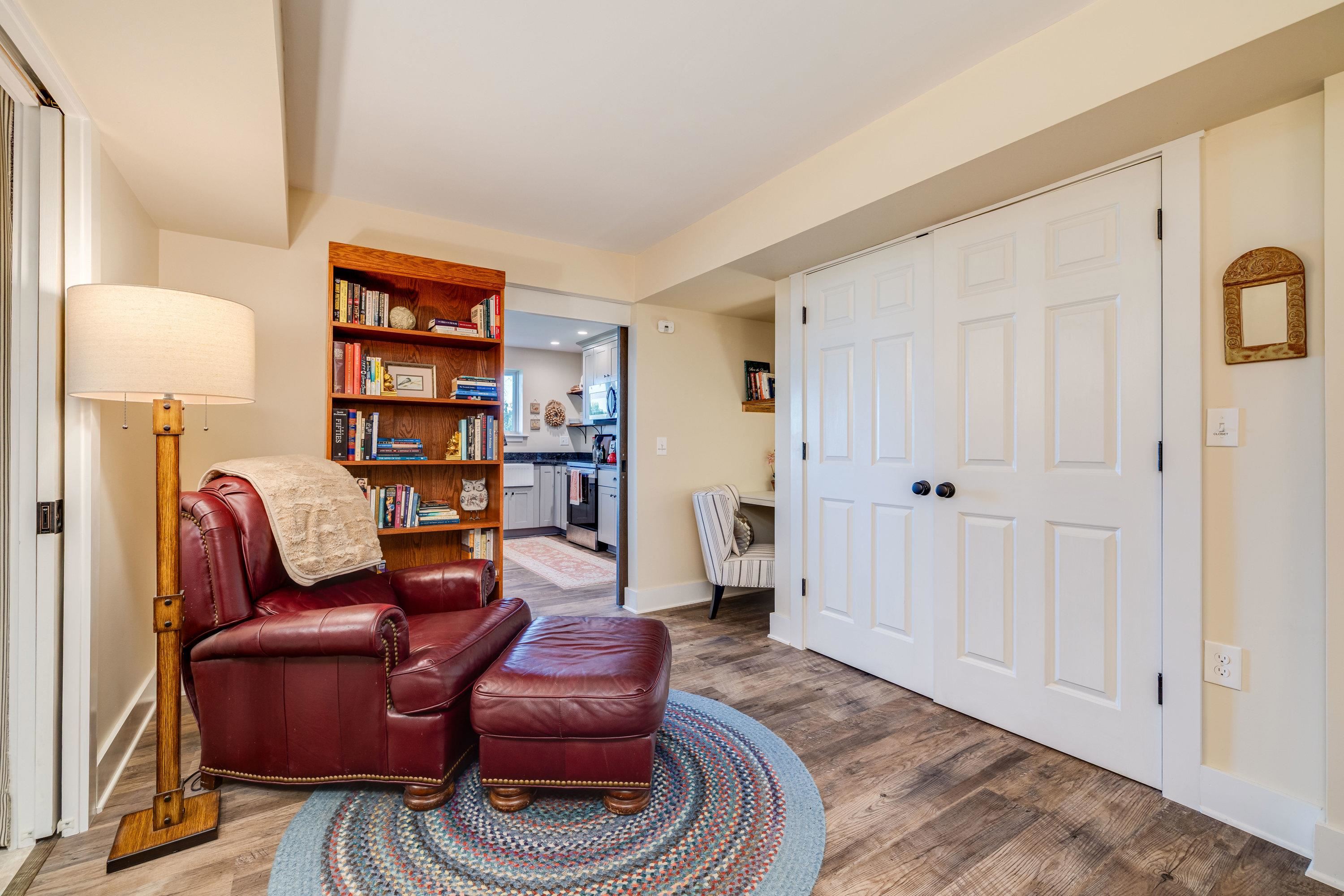 This very large bedroom offers luxury vinyl plank throughout, a spacious closet with storage shelving.  Off this spacious bedroom is a large attached full bathroom.