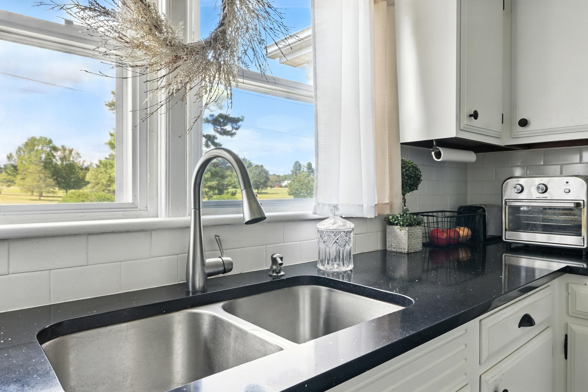 Goose neck faucet with sprayer