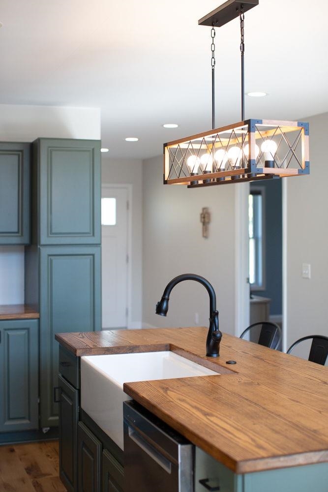 with farmhouse sink and custom countertop!