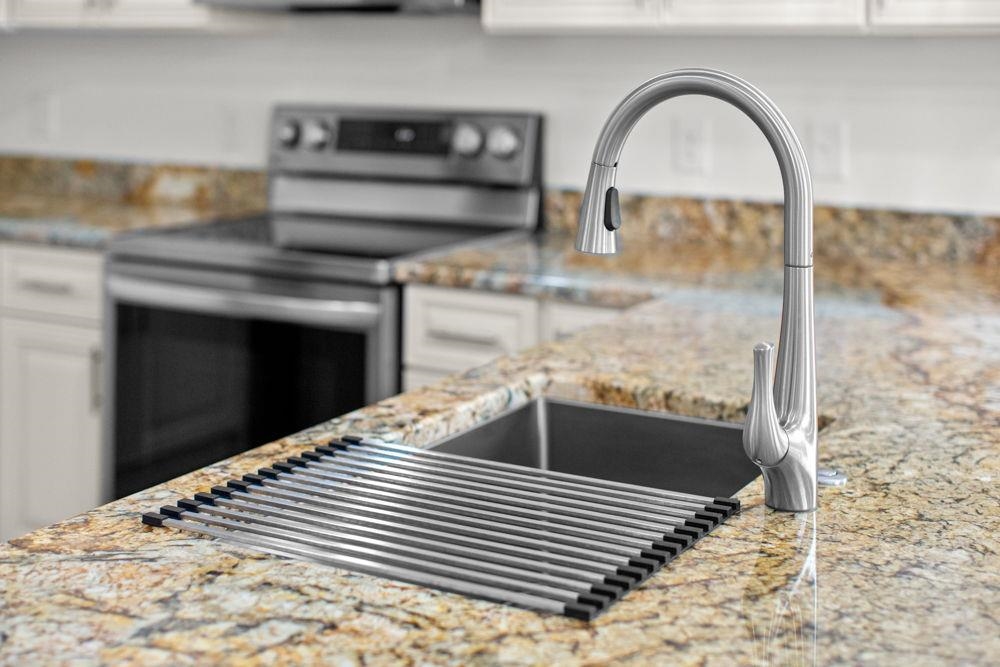 Sink with air switch for garbage disposal.