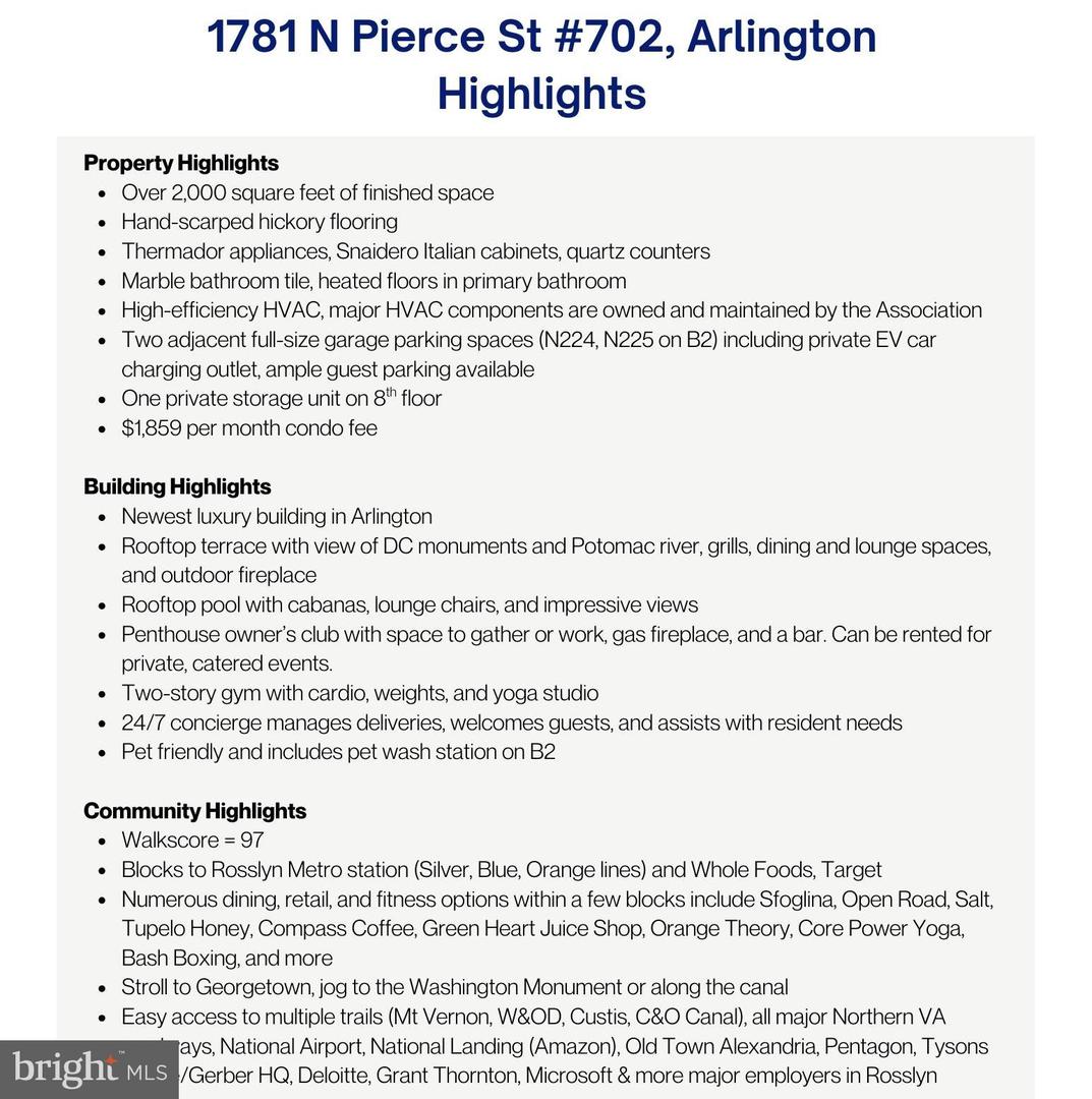 1781 N PIERCE ST #702, ARLINGTON, Virginia 22209, 2 Bedrooms Bedrooms, ,2 BathroomsBathrooms,Residential,For sale,1781 N PIERCE ST #702,VAAR2063730 MLS # VAAR2063730