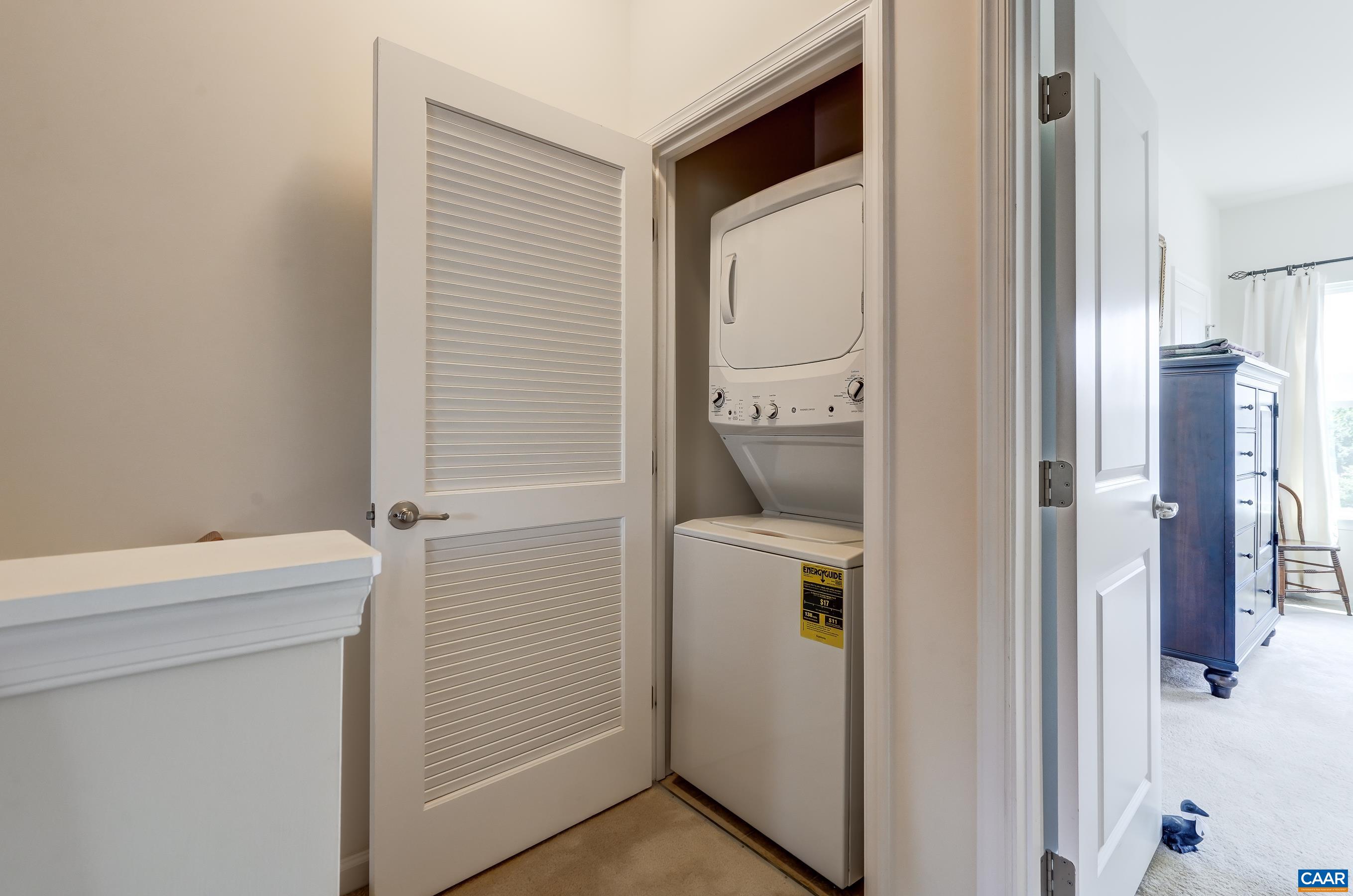 Stacked washer and dryer.