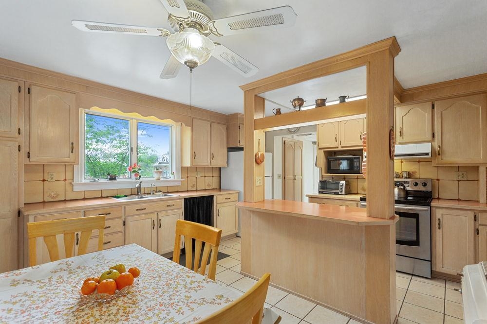 with lots of Pickled Oak cabinets.