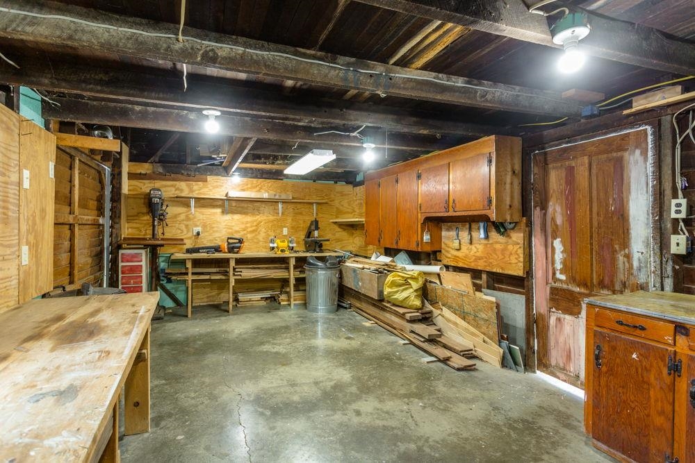 with a loft for wood storage.