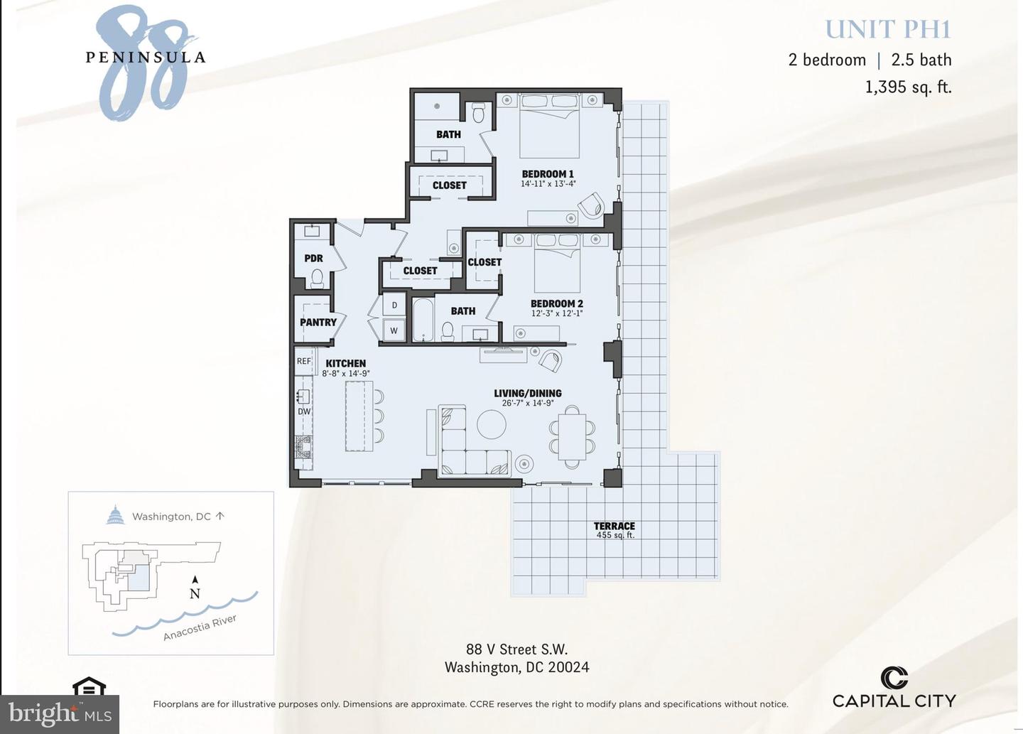 88 V ST SW #PH1, WASHINGTON, District Of Columbia 20024, 2 Bedrooms Bedrooms, ,2 BathroomsBathrooms,Residential,For sale,88 V ST SW #PH1,DCDC2225026 MLS # DCDC2225026